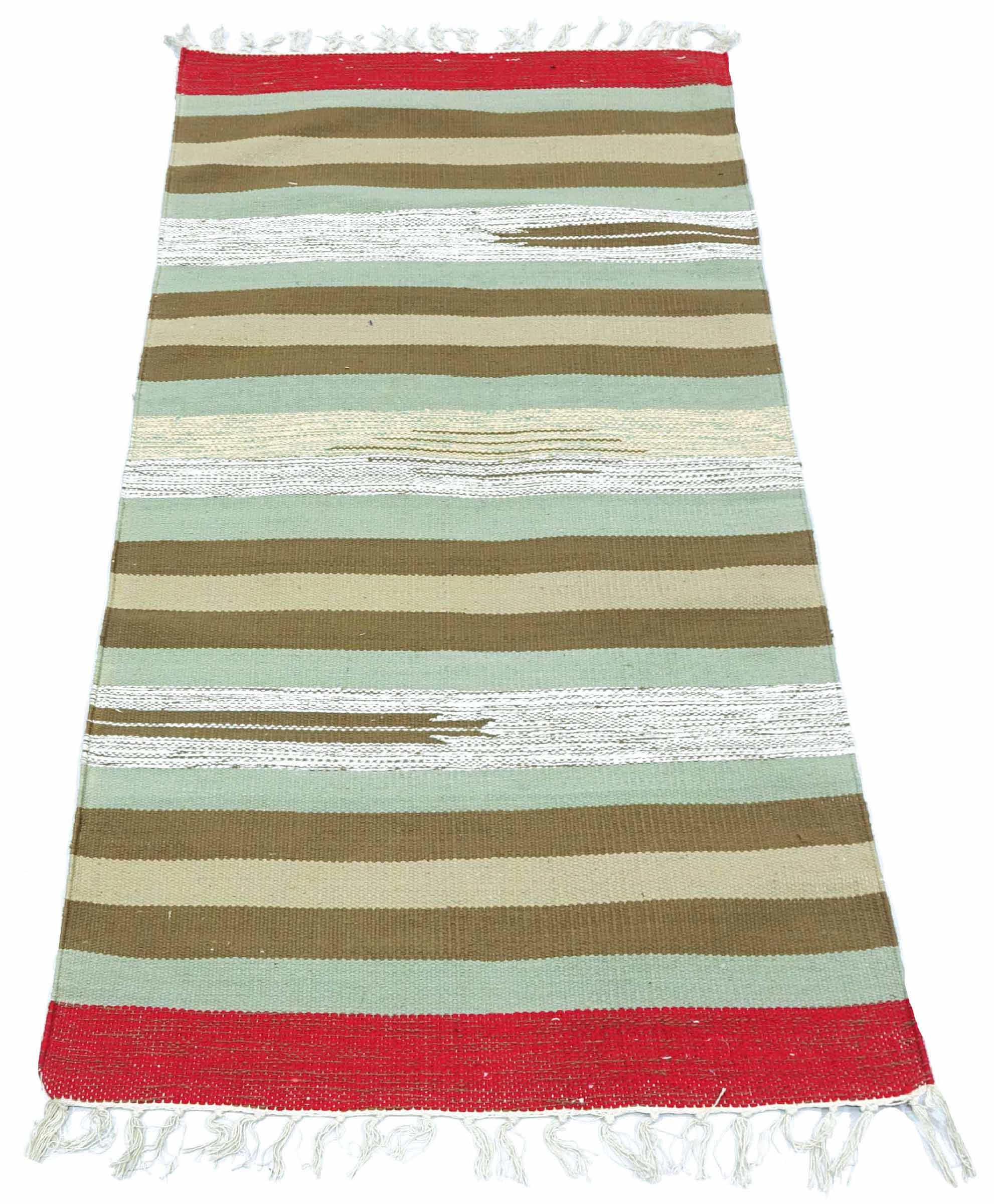 Knallbunter Kelim Teppich 60x120 Handgewebt Mehrfarbig Streifen Handarbeit Gewebt