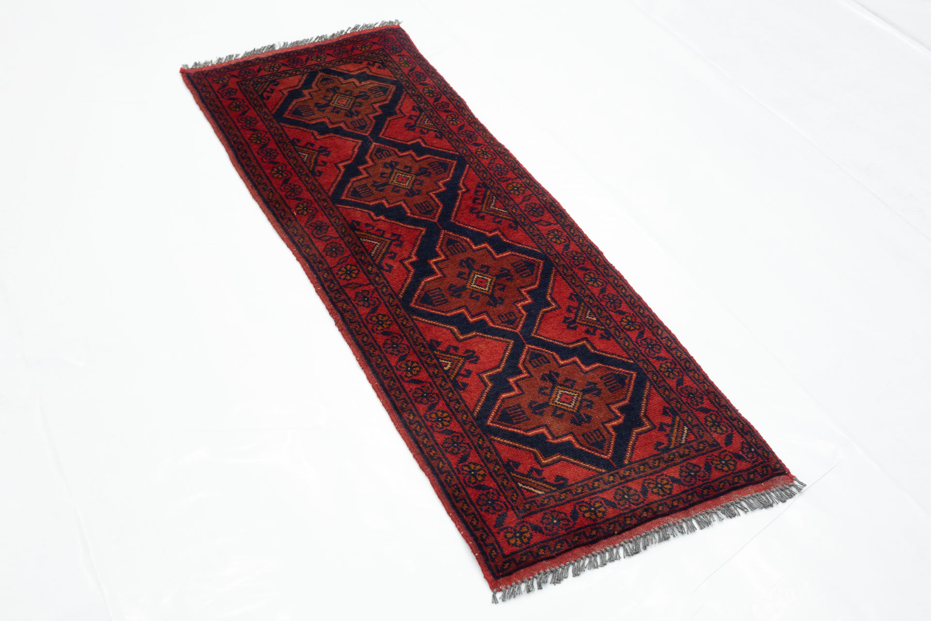 Afghan Khal Mohammadi 50x150 Handgeknüpft Teppich Läufer Braun Geometrisch