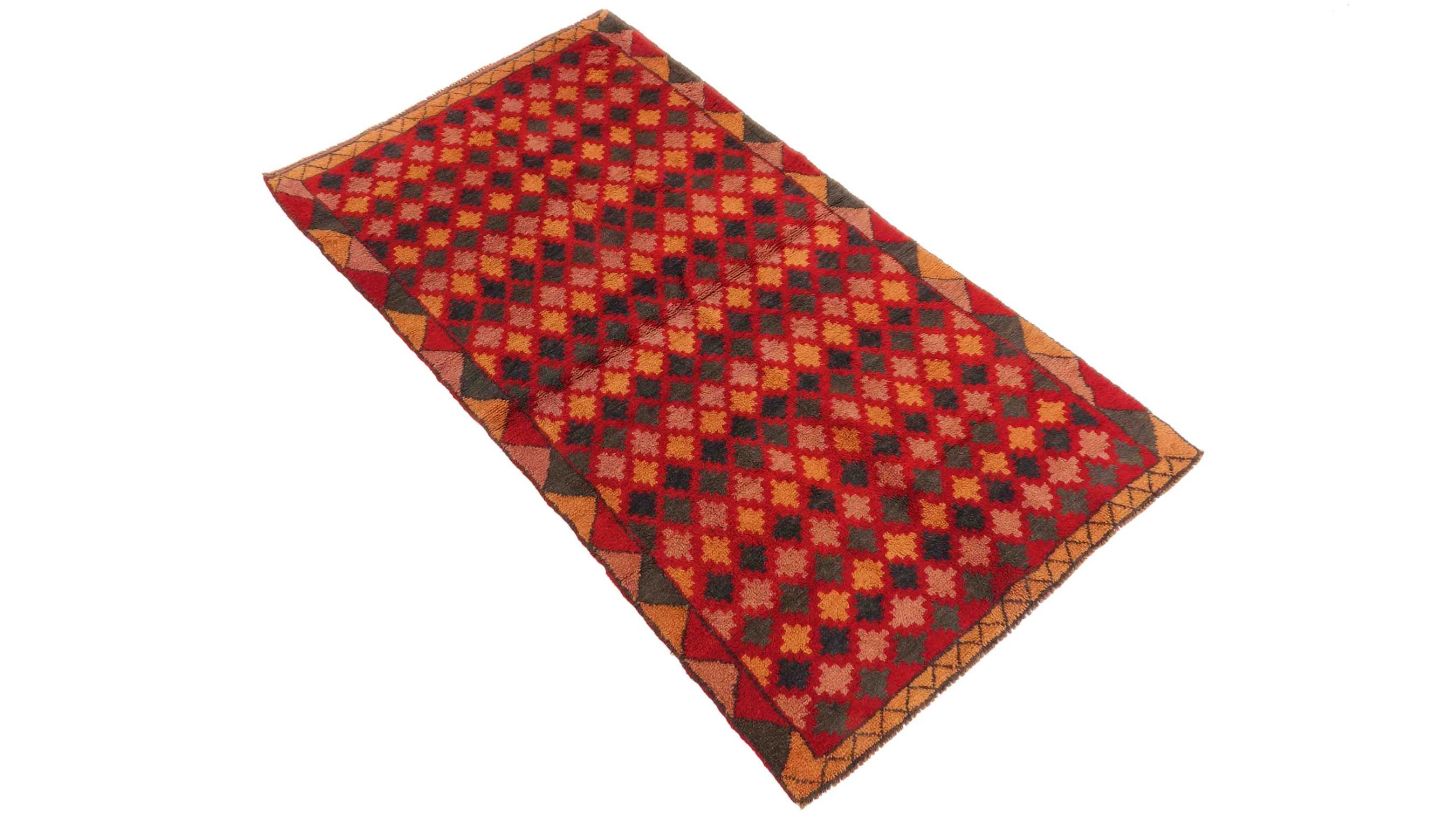 Gabbeh Teppich 110x200 Handgeknüpft Rot Streifen Orientalisch UNIKAT Kurzflor