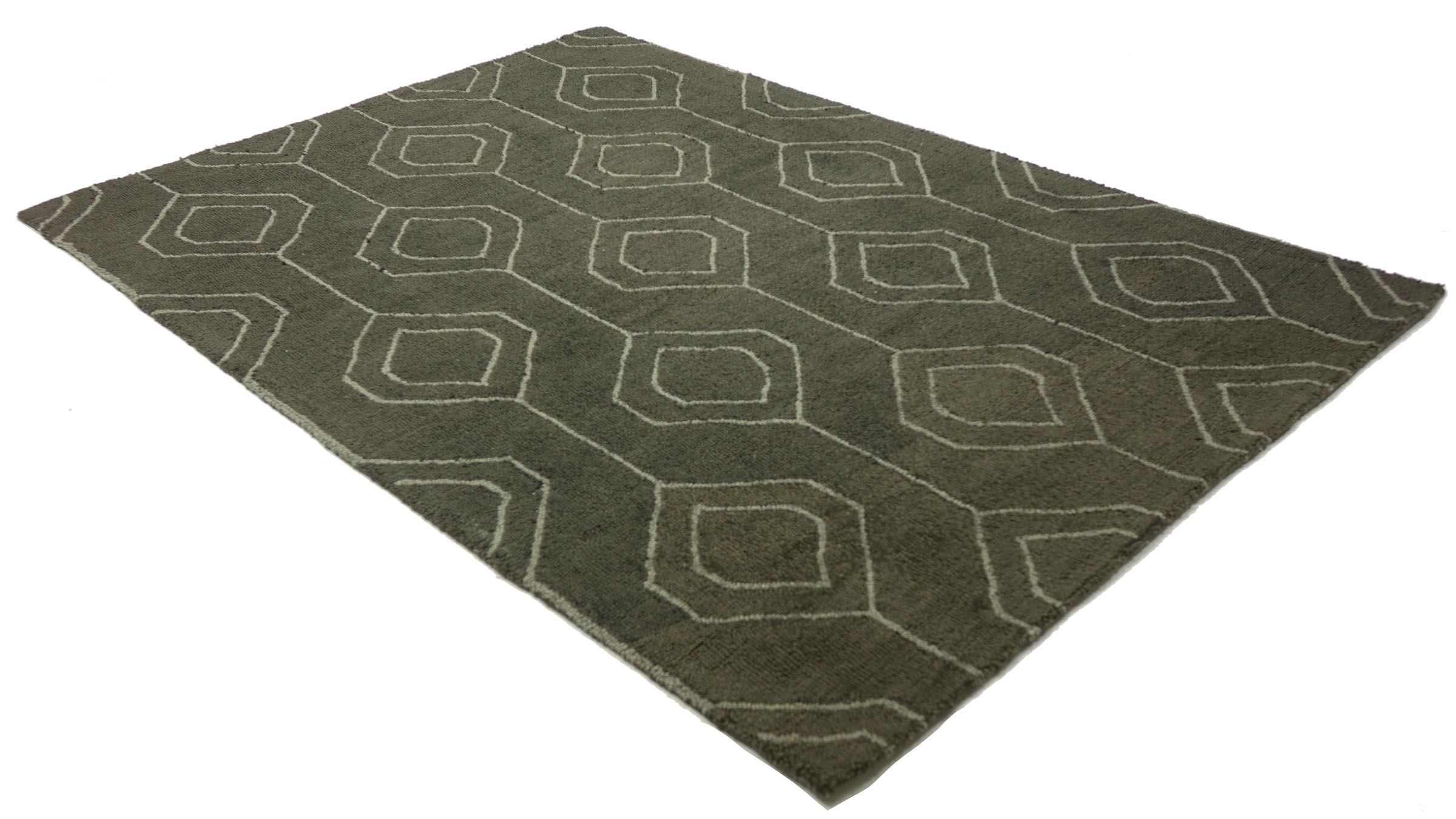 Teppich Handgefertigt 160x230 Grau Durchgemustert Handarbeit Handtuft Modern