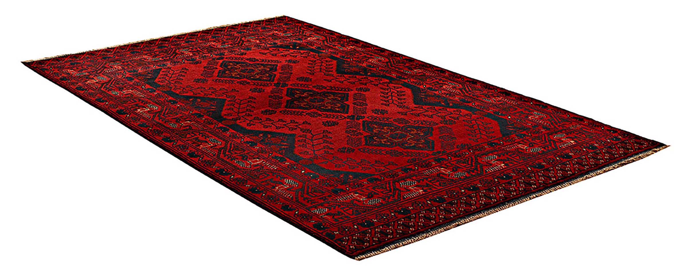 Afghan Khal Mohammadi Teppich 100x150 Handgeknüpft Braun Geometrisch Orient Kurzflor