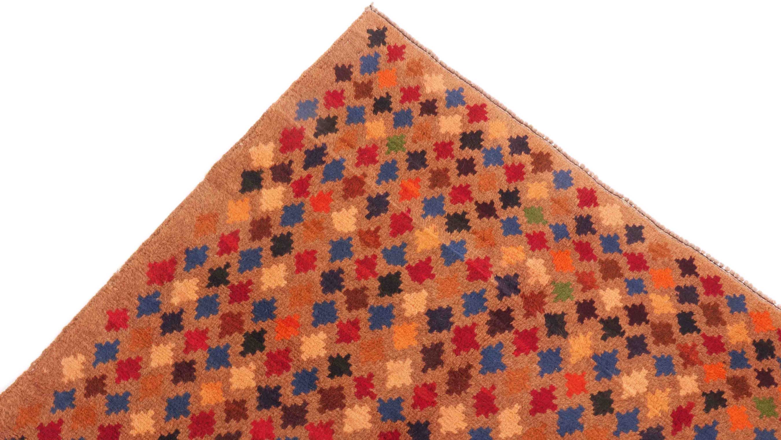 Gabbeh Teppich 110x180 Handgeknüpft Braun Streifen Orientalisch UNIKAT Kurzflor