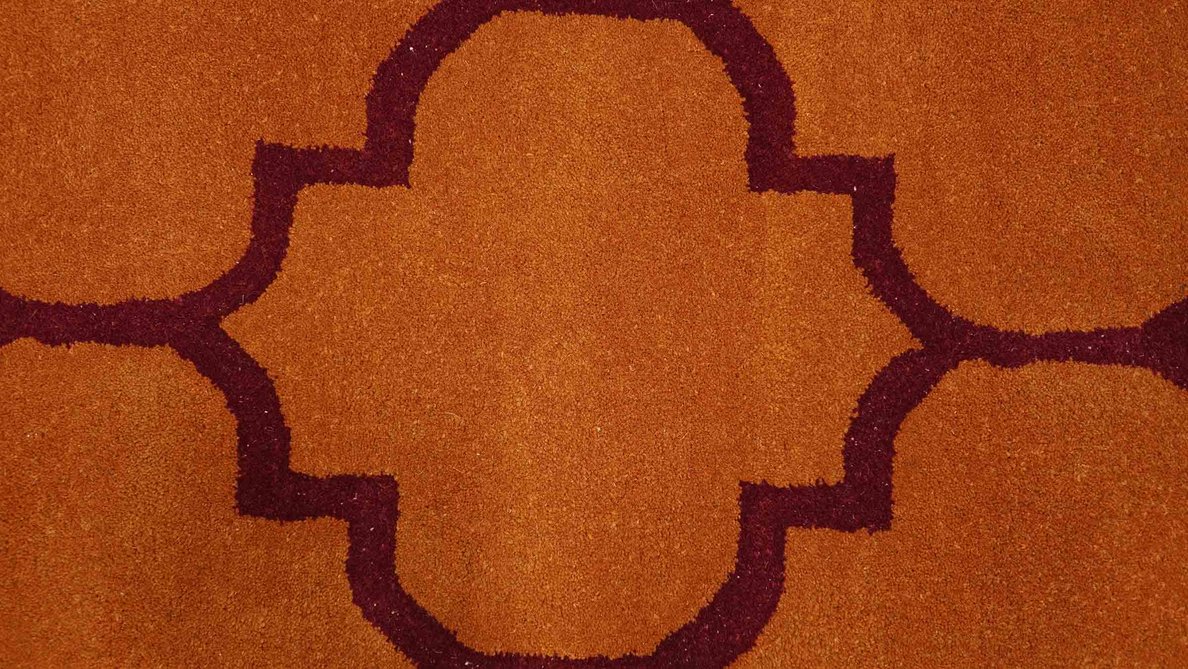 Handgefertigter moderner Wollteppich 160x230 Orange Ornamente Handarbeit Handtuft