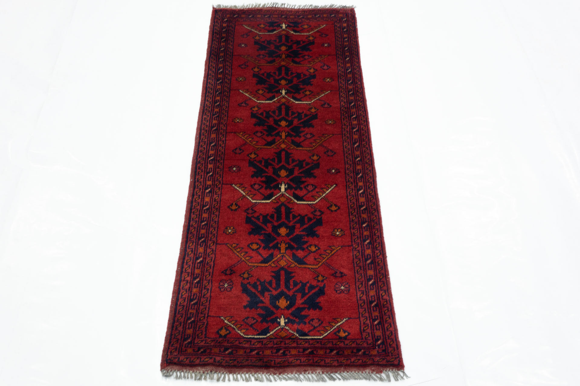 Afghan Khal Mohammadi 50x150 Handgeknüpft Teppich Läufer Braun Geometrisch