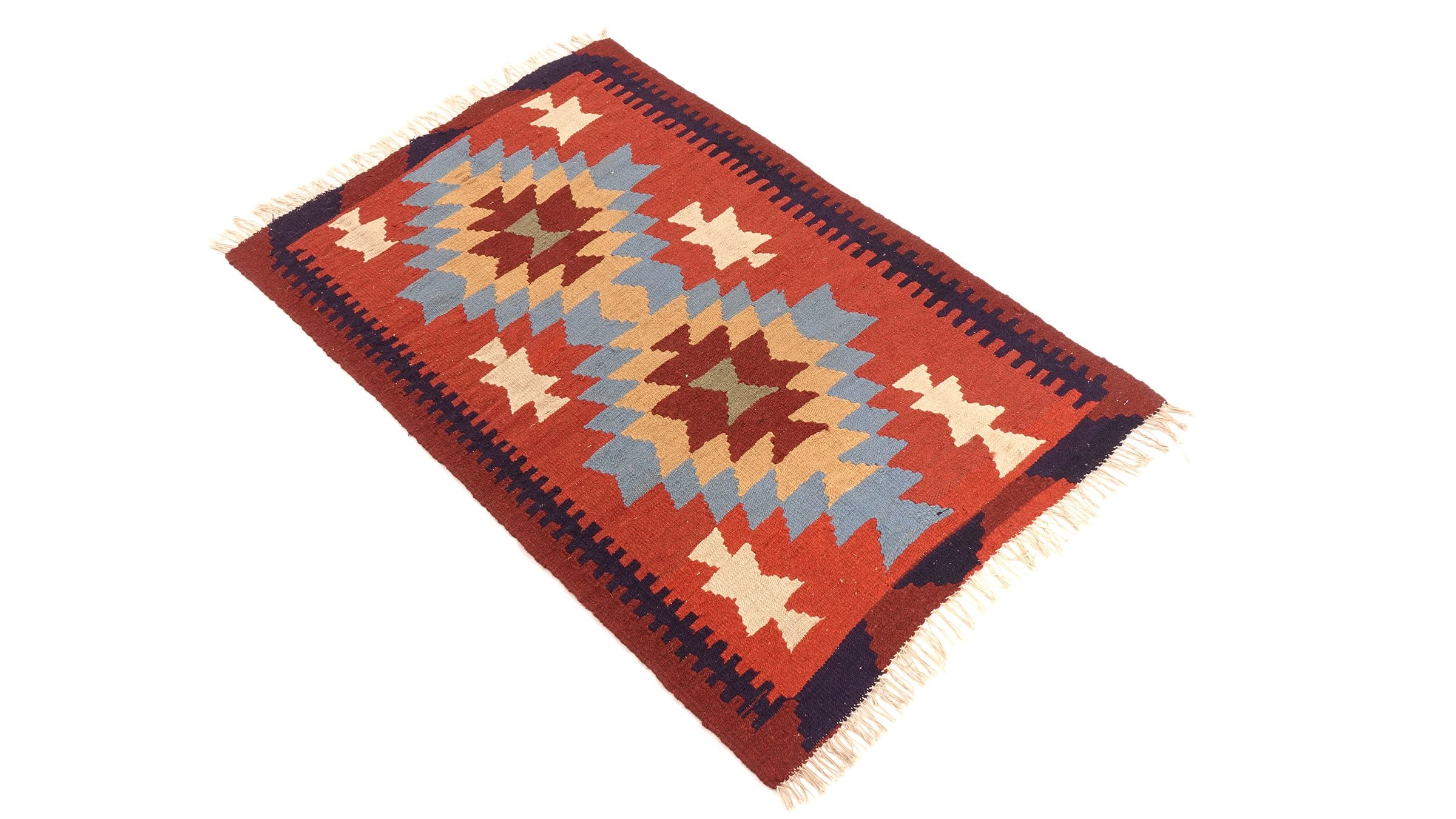 Perserteppich Kelim Ardebil 90x130 Handgewebt Braun Geometrisch Handarbeit Zimmer