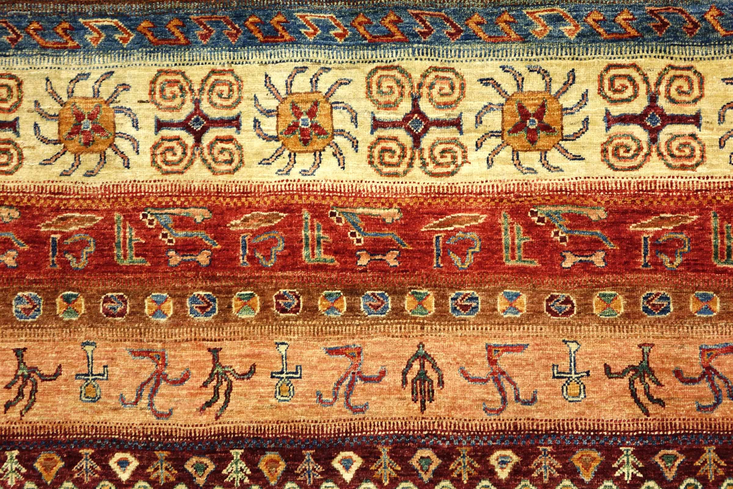Afghan Khorjin Shaal 200x300 Handgeknüpft Orientteppich Rot Bildmotive Wolle