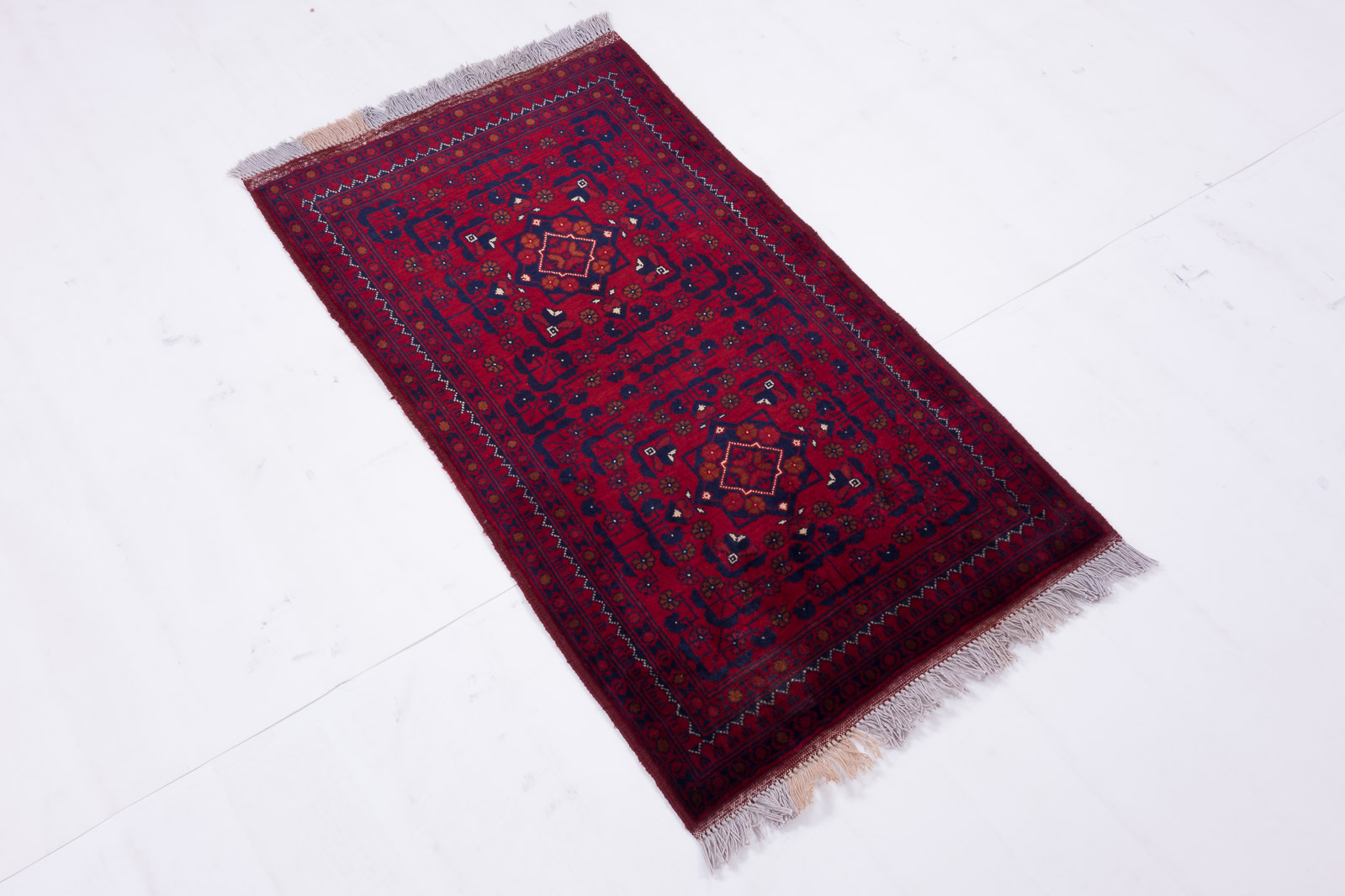 Afghan Belgique Khal Mohammadi 50x100 Handgeknüpft Teppich Braun Geometrisch