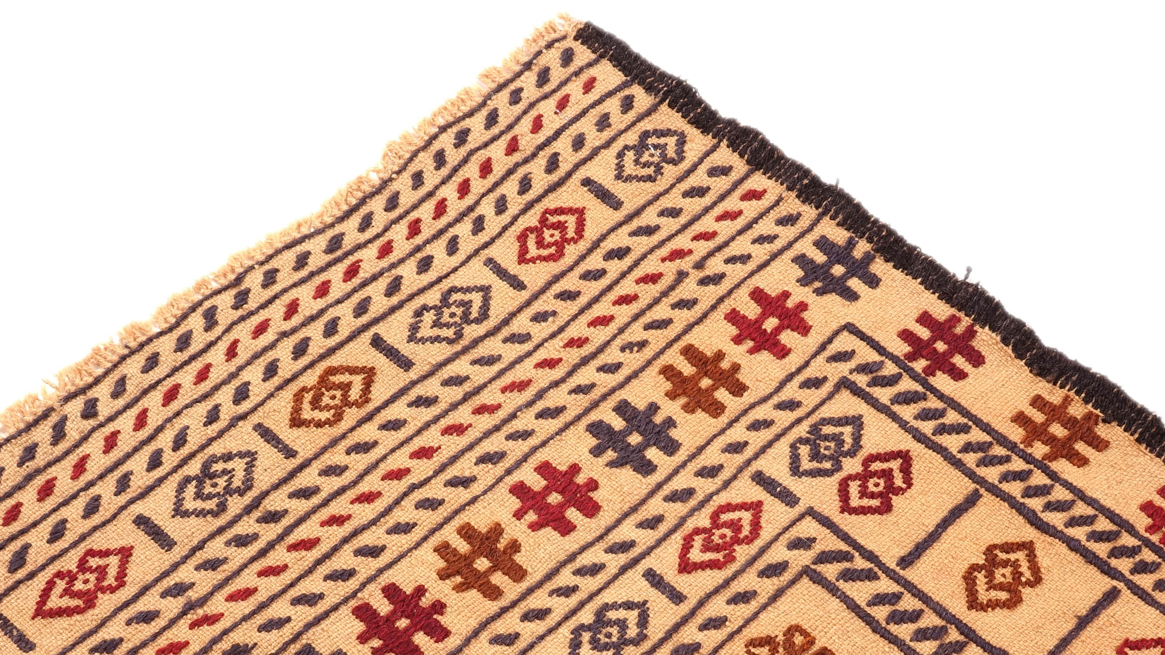 Afghan Kelim Gol Barjasta Teppich 120x180 Handgewebt Gold Geometrisch Handarbeit Gewebt