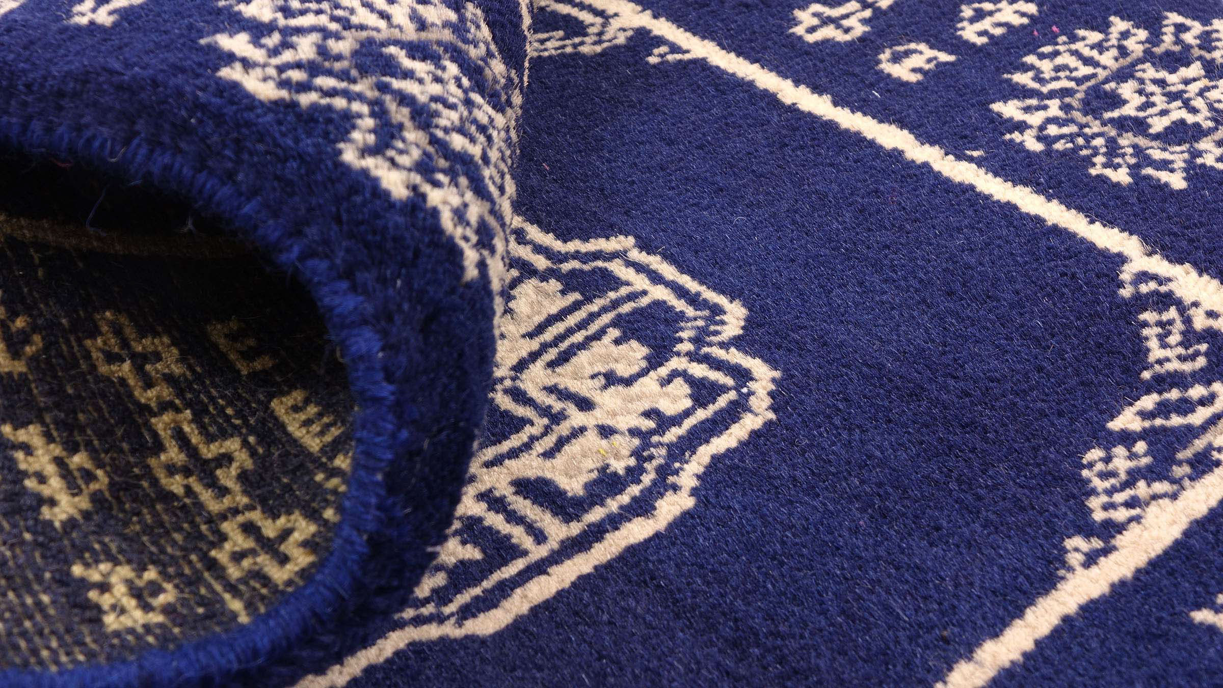 Pakistan Buchara 3ply Teppich 50x80 Handgeknüpft Blau Geometrisch Orient Kurzflor