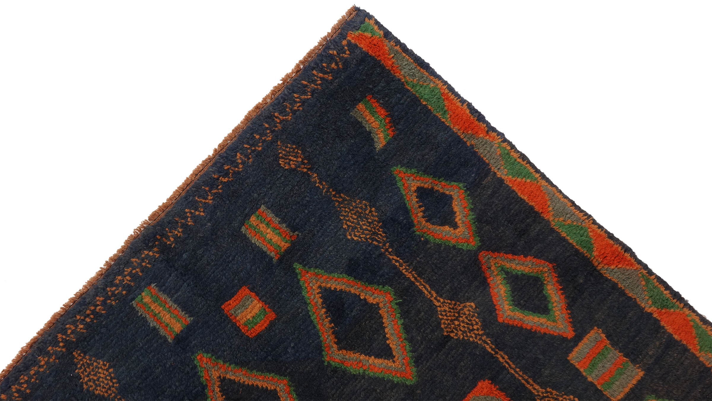 Gabbeh Nomadenmuster Teppich 120x180 Handgeknüpft Blau Streifen Orientalisch UNIKAT