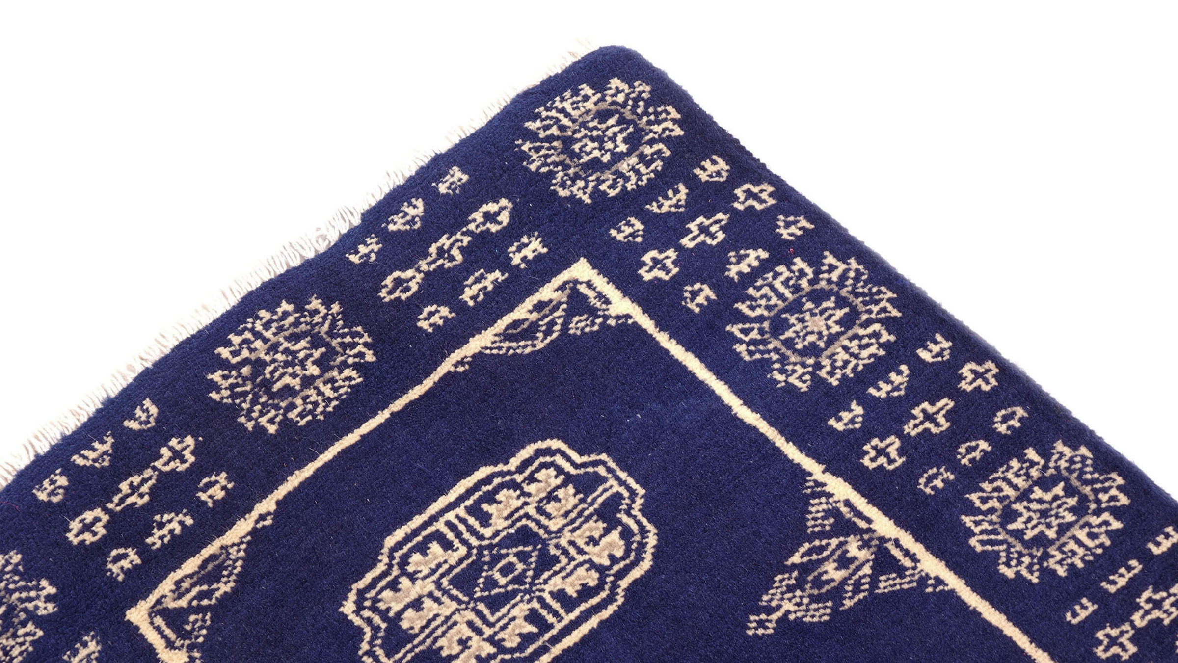 Pakistan Buchara 3ply Teppich 50x80 Handgeknüpft Blau Geometrisch Orient Kurzflor