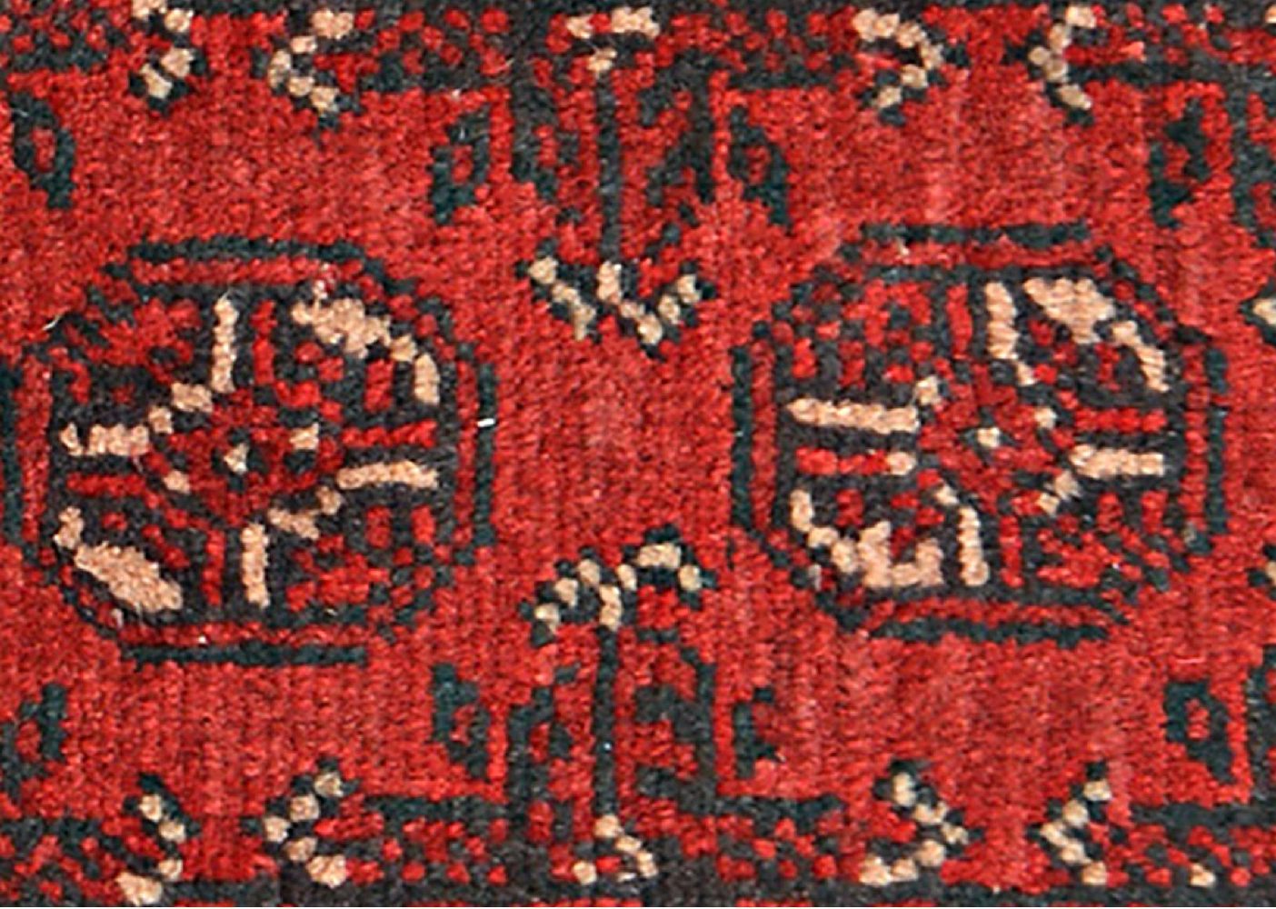 Afghan Aqcha Poshti Teppich 40x60 Handgeknüpft Rot Geometrisch Orient Kurzflor