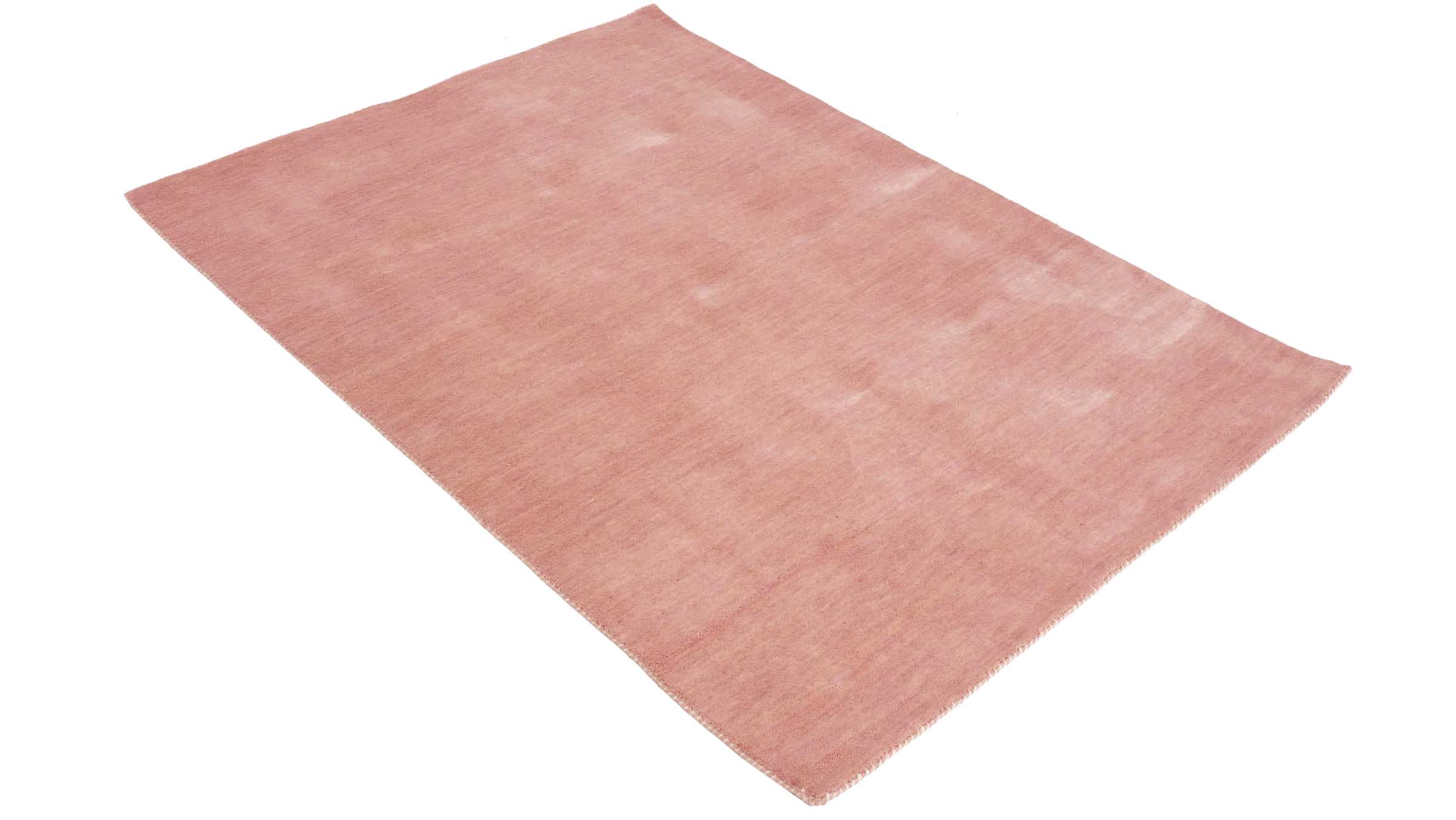 Wollteppich Gabbeh UNI 40x60 Handgewebt Rosa Einfarbig Handarbeit Zimmer