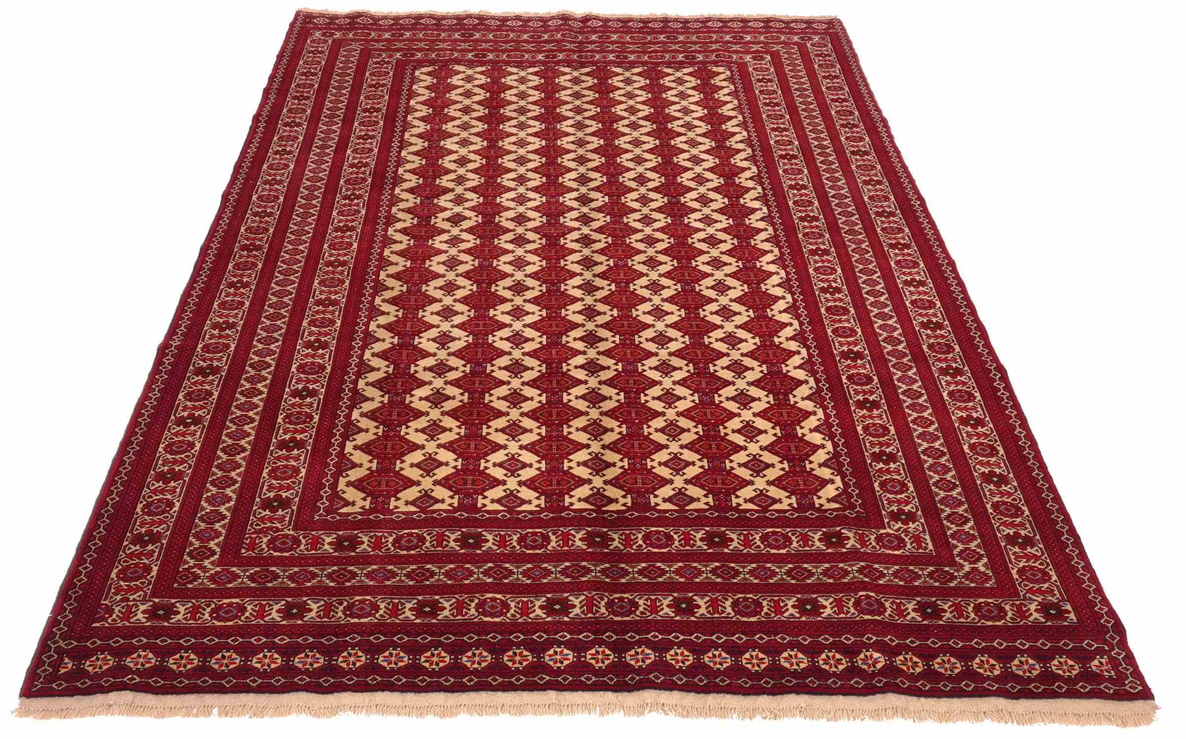 Afghan Teppich Zahir Shahi 200x300 Handgeknüpft Rot Geometrisch Orientalisch UNIKAT