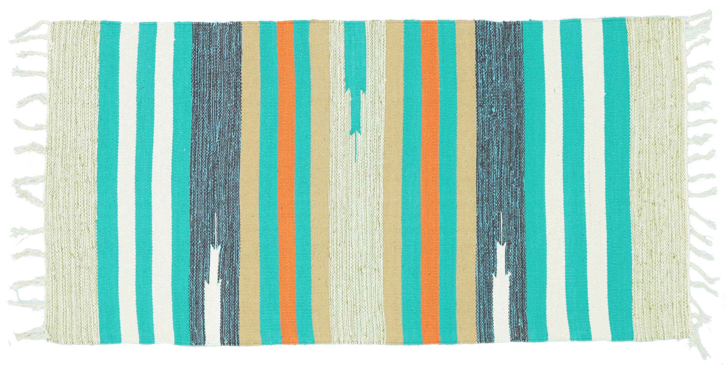 Knallbunter Kelim Teppich 60x120 Handgewebt Mehrfarbig Streifen Handarbeit Gewebt