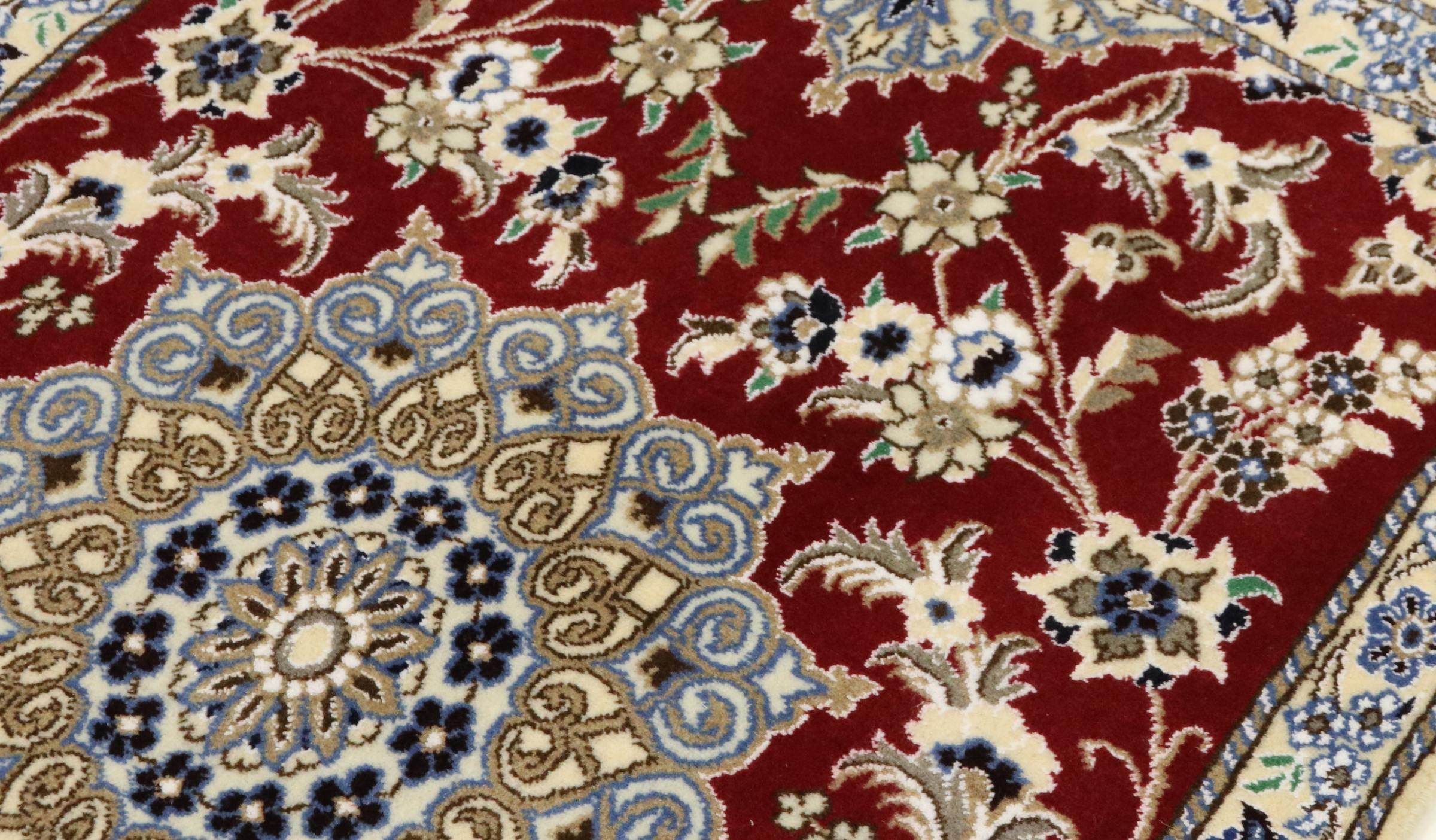 Persian carpet Nain 9LA 80x200 hand-knotted runner red medallion oriental UNIKAT