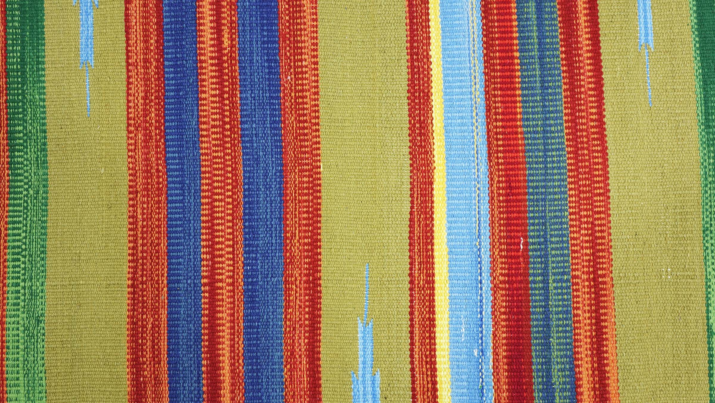 Knallbunter Kelim Teppich 60x120 Handgewebt Mehrfarbig Gestreift Handarbeit Gewebt