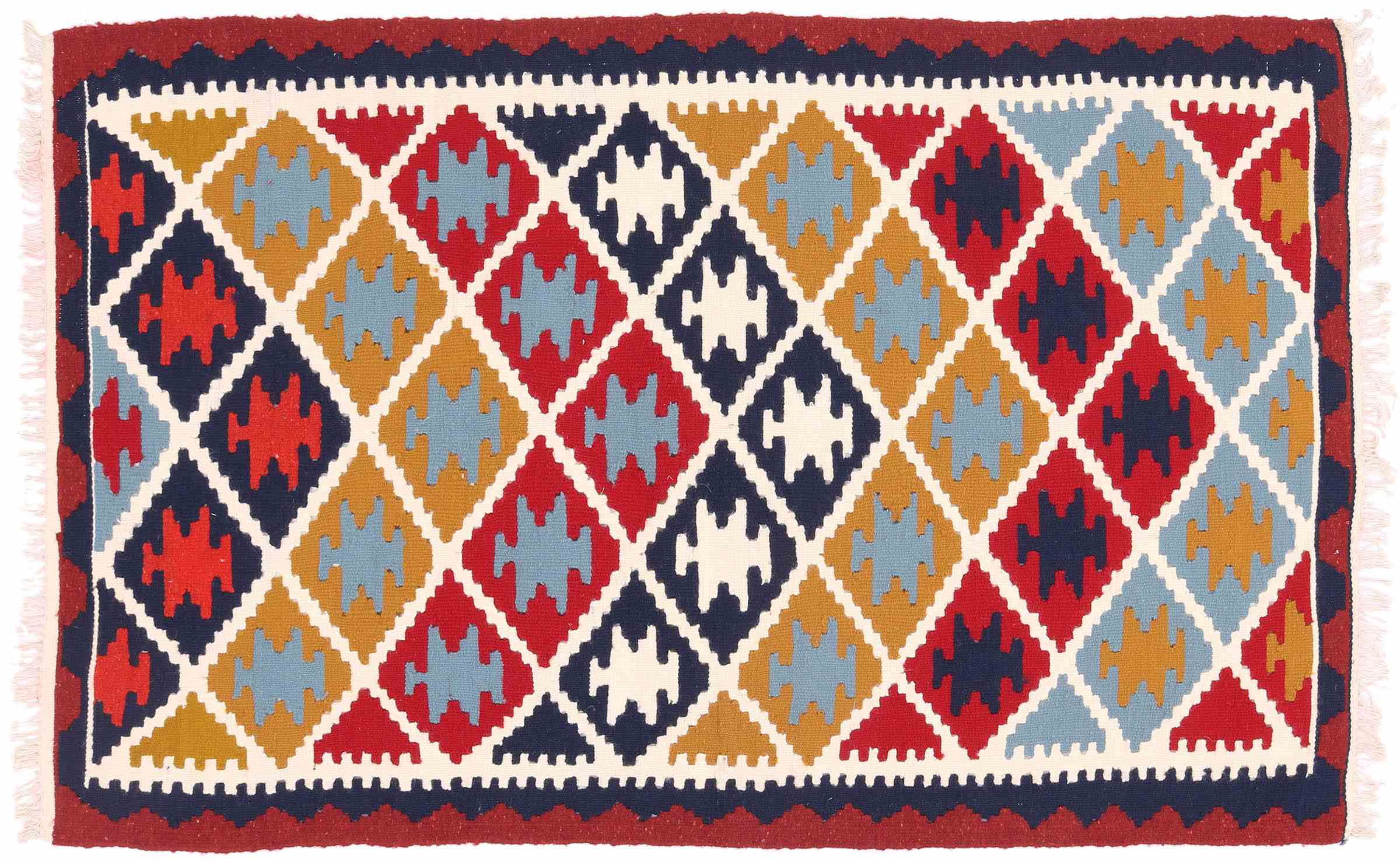 Perserteppich Kelim Ardebil 90x150 Handgewebt Beige Geometrisch Handarbeit Zimmer