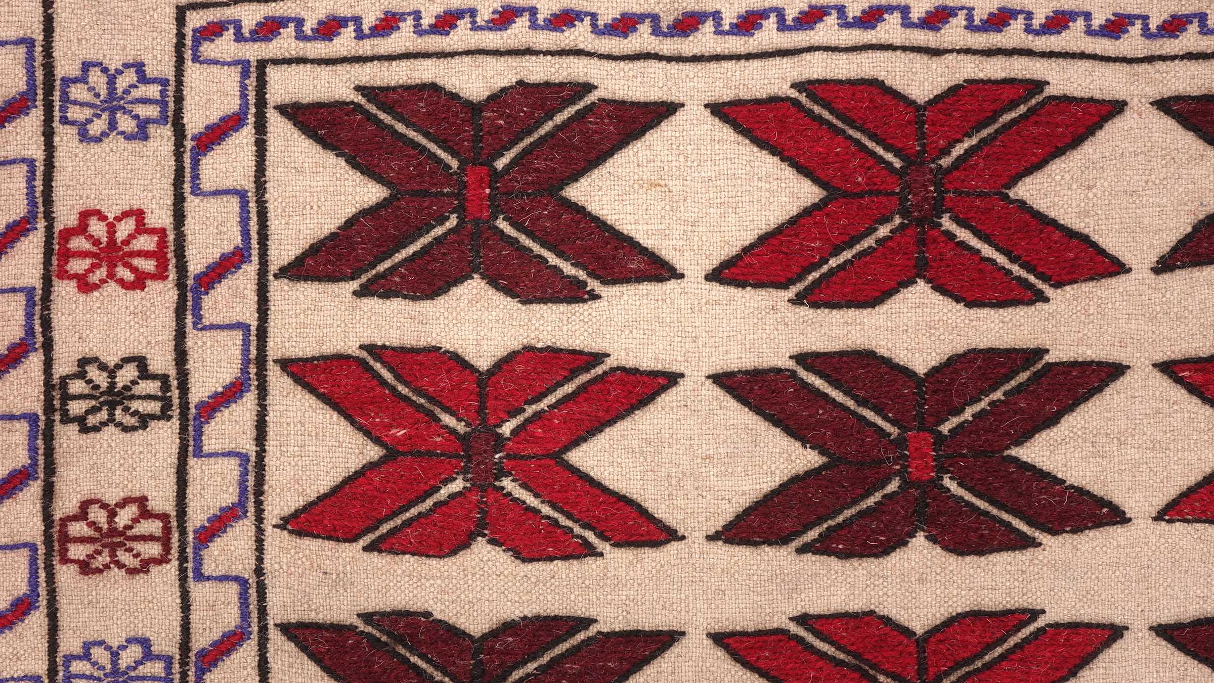 Afghan Kelim Gol Barjasta Teppich 120x180 Handgewebt Beige Geometrisch Handarbeit