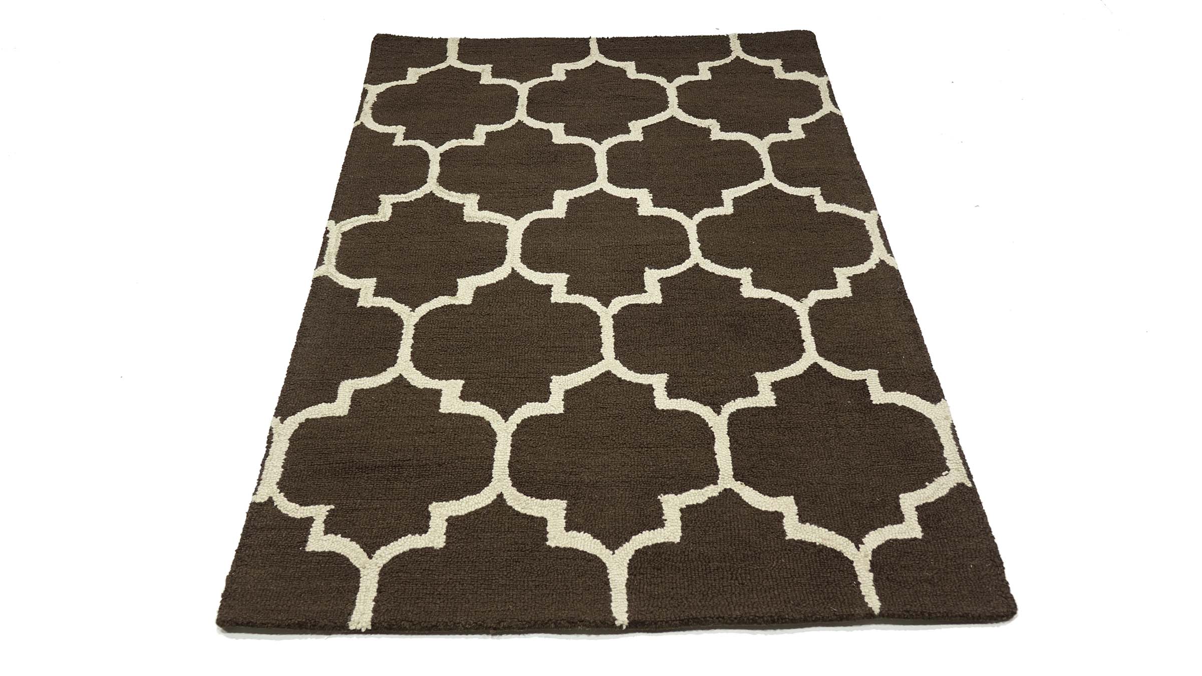 Carpet Moroccan Design 120x180 Brown Ornaments Hand Tufted Modern