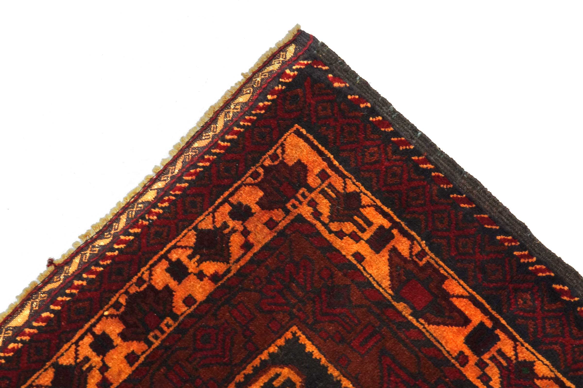 Afghan Belutsch Baluch 100x190 Handgeknüpft Orientteppich Schwarz Geometrisch