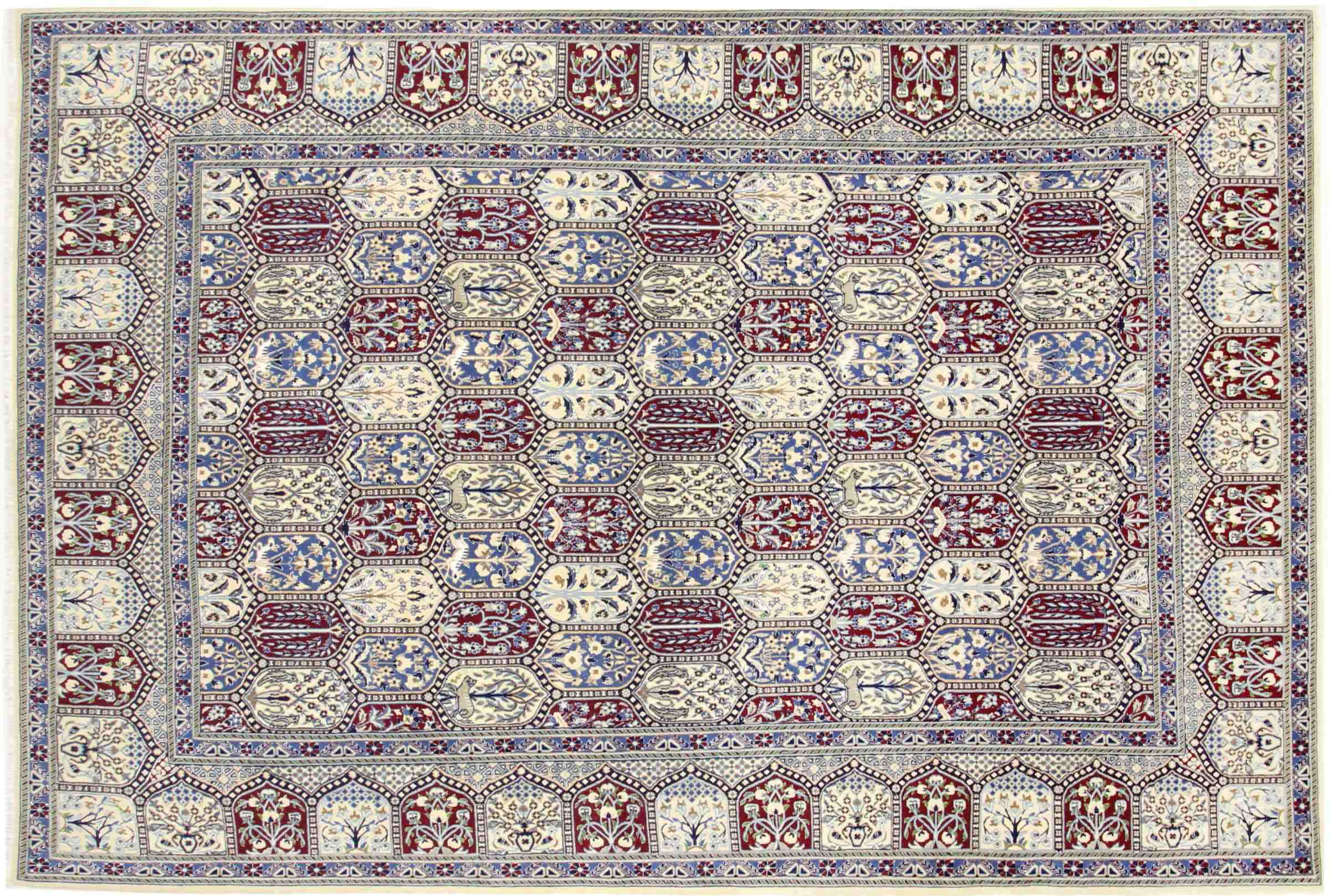 Perserteppich Nain 9LA 200x300 Handgeknüpft Weiß Durchgemustert Orientalisch UNIKAT