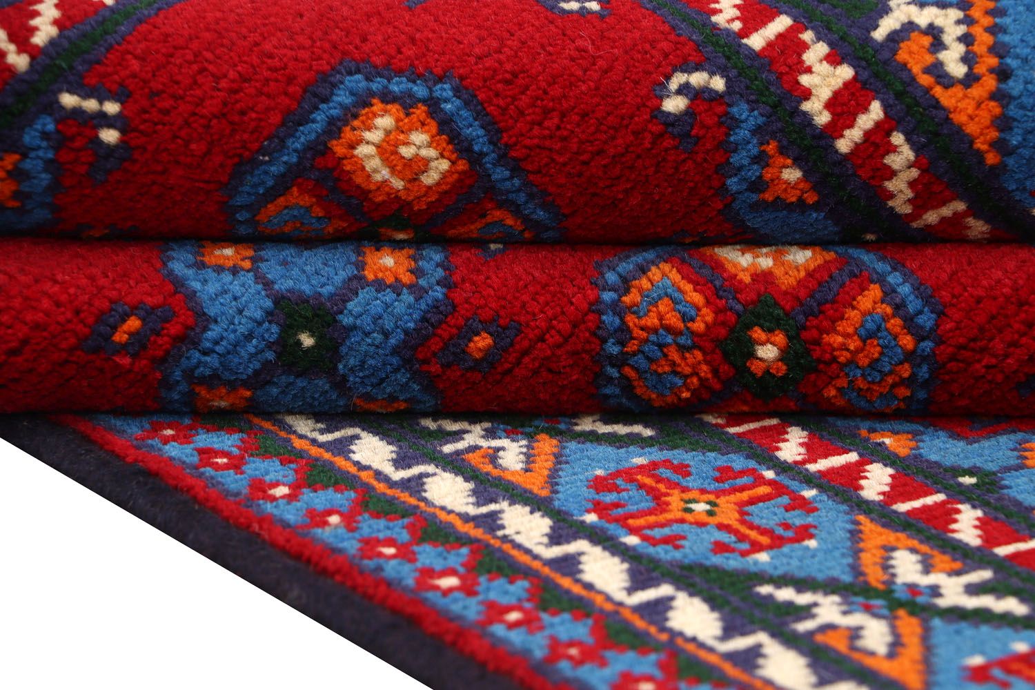 Afghan Akcha Rang Dar Teppich 100x150 Handgeknüpft Rot Durchgemustert Orient Kurzflor