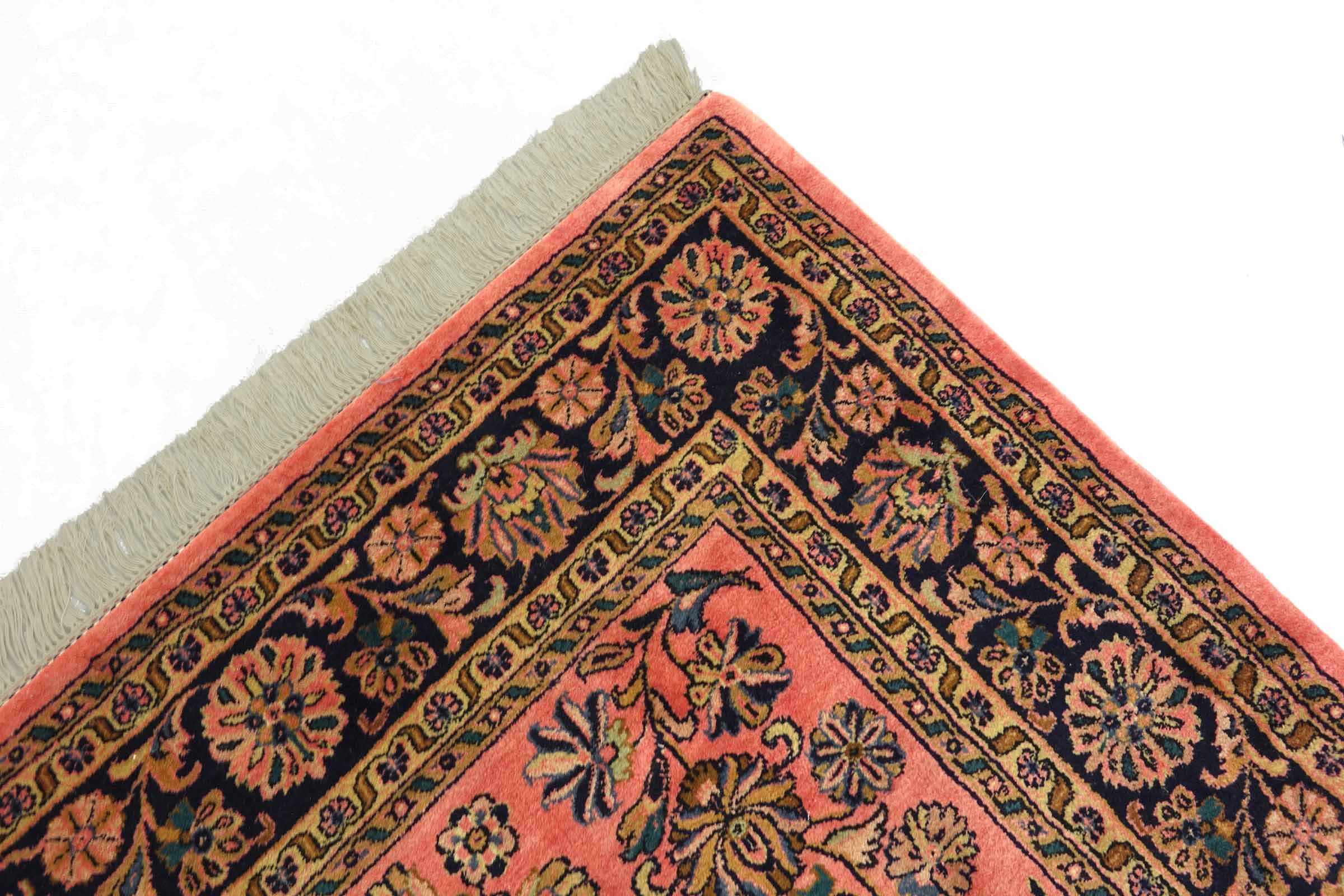 Sarough Teppich 200x250 Handgeknüpft Rosa Floral Wolle Kurzflor Rug