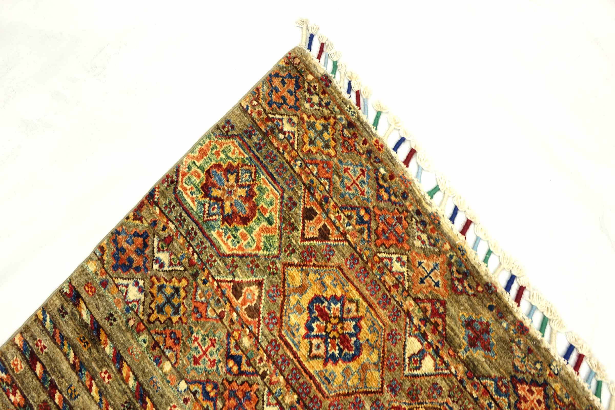 Afghan Khorjin Shaal 100x150 Handgeknüpft Orientteppich Braun Streifen Wolle