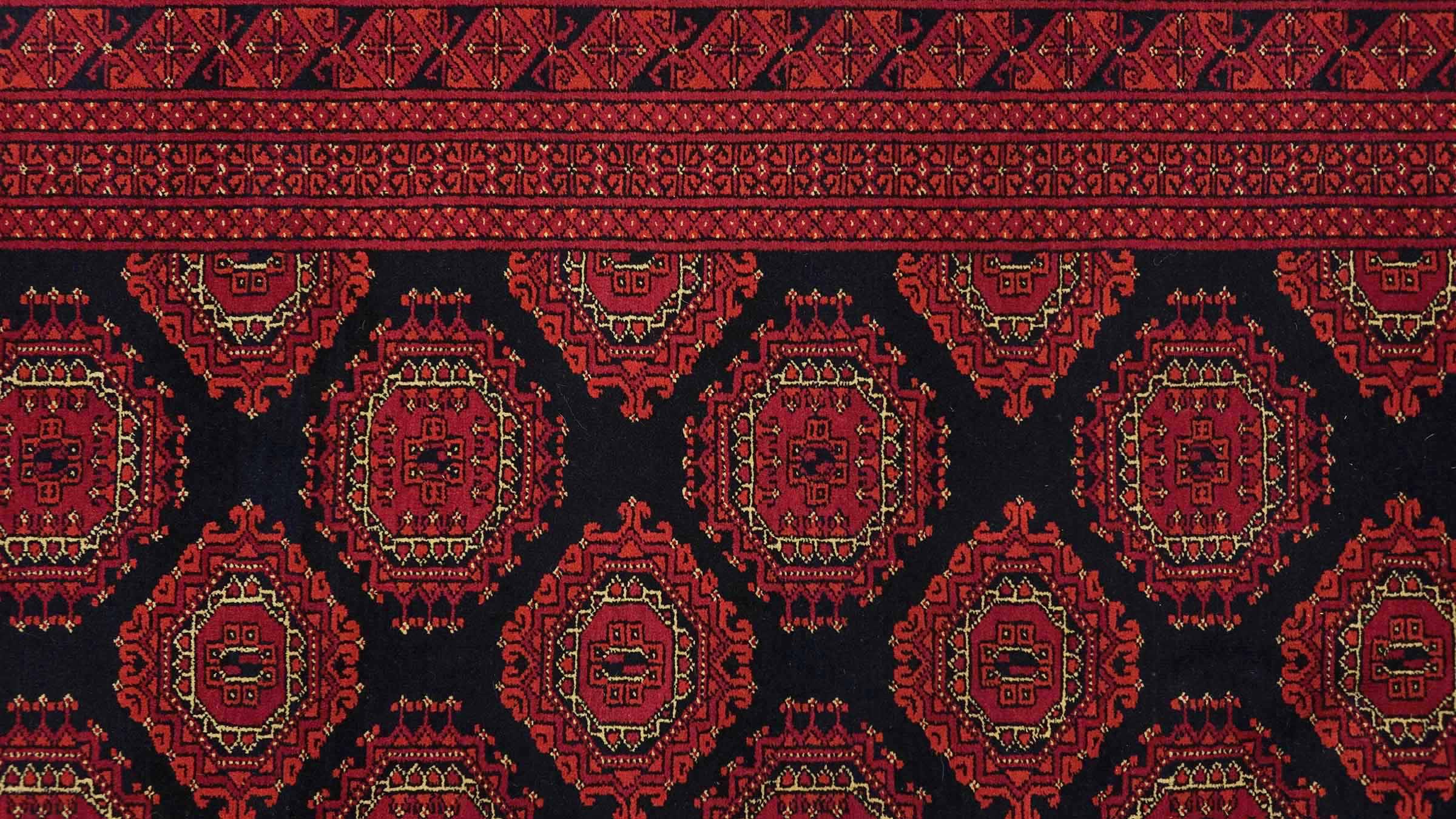 Afghan Teppich 200x300 Handgeknüpft Rot Geometrisch Orient Kurzflor Wohnzimmer