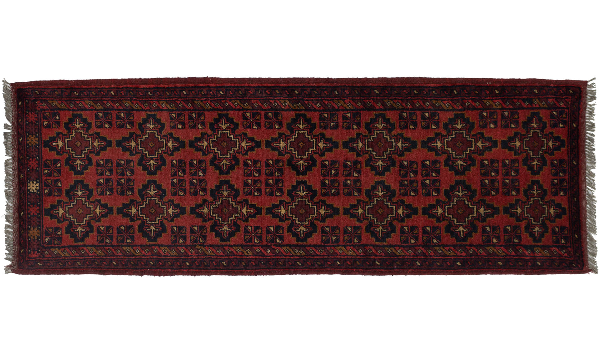 Afghan Khal Mohammadi 50x150 Handgeknüpft Teppich Läufer Braun Geometrisch