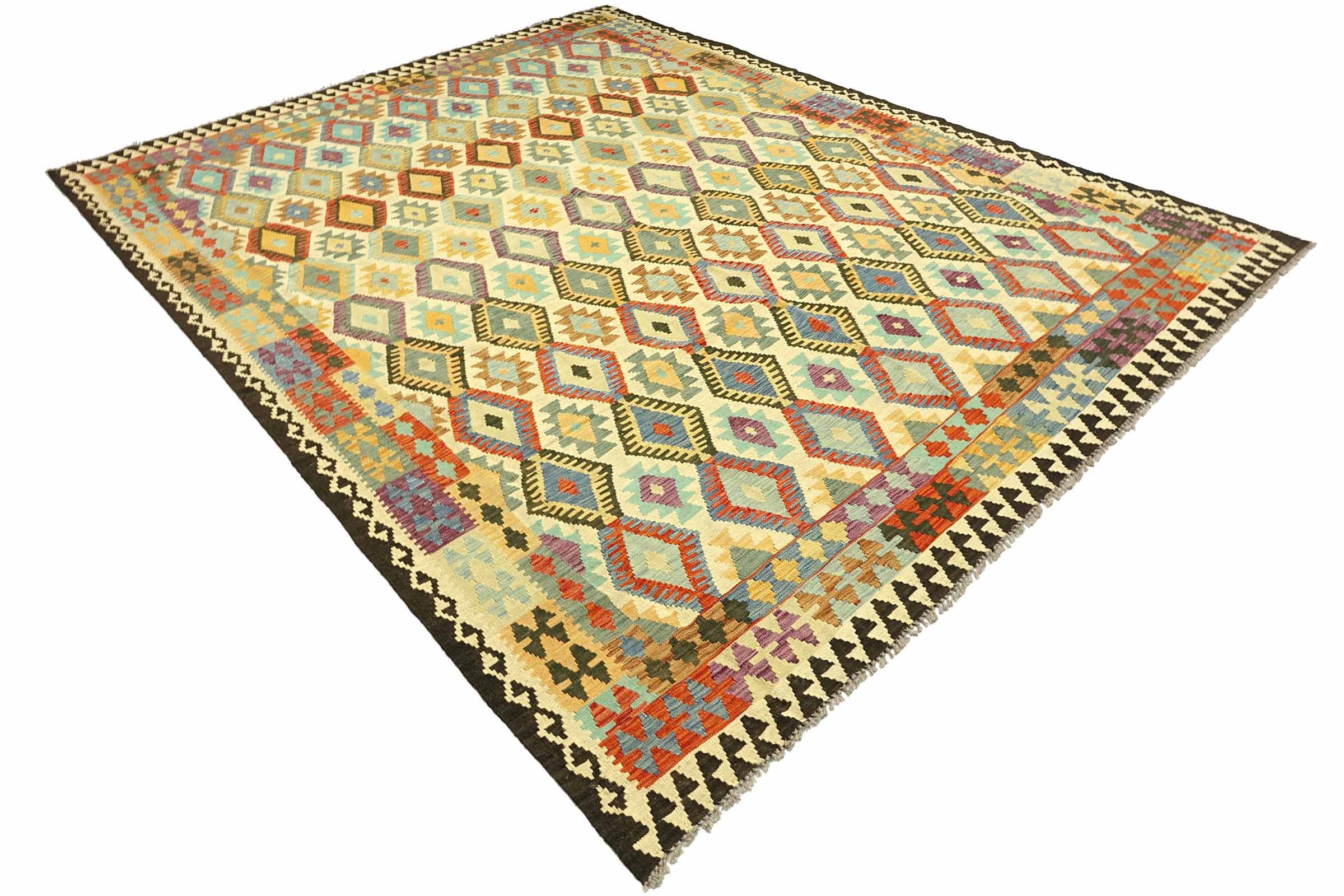 Afghan Maimana Kelim Bunt 250x350 Handgewebt Teppich Bunt Geometrisch Orient