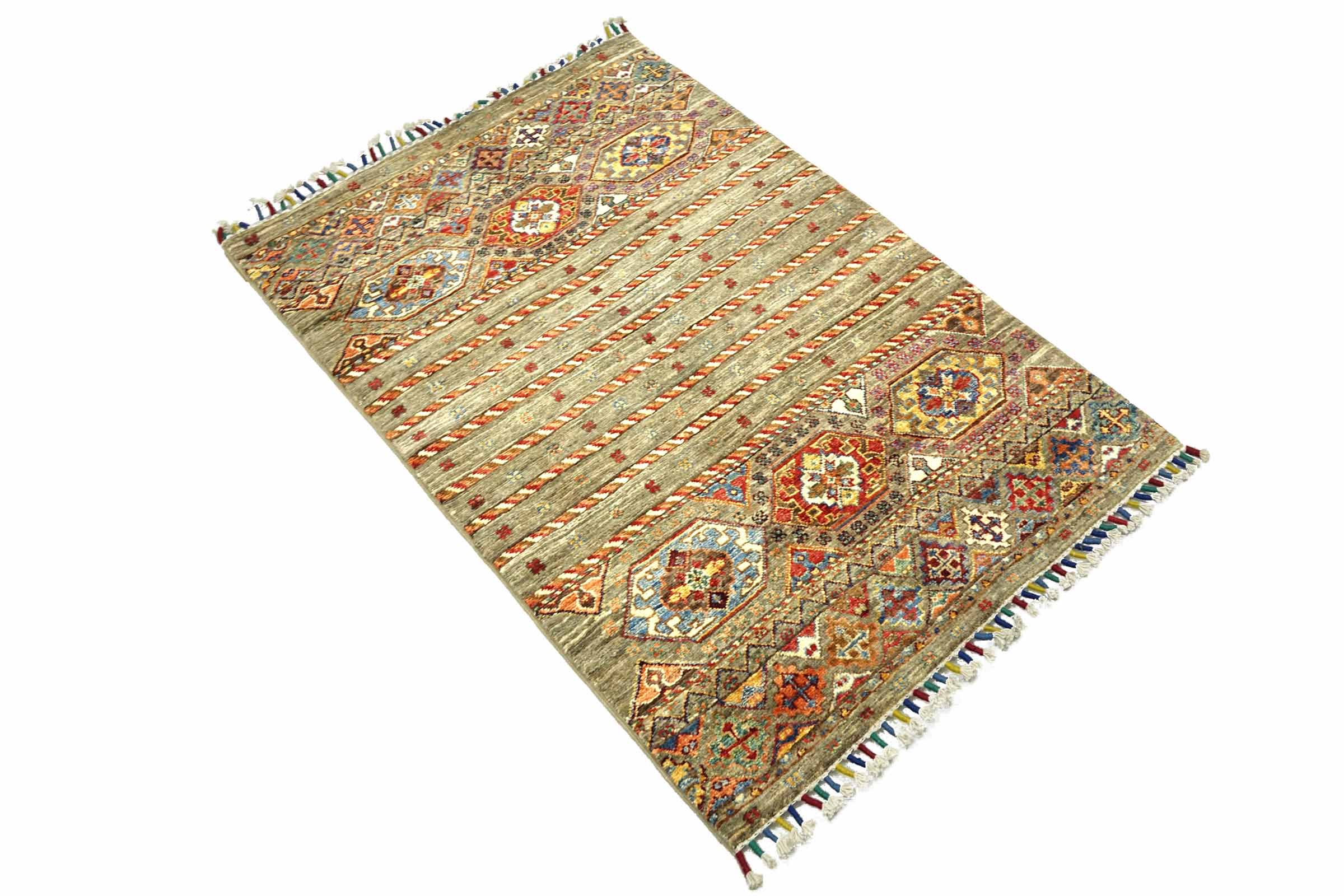 Afghan Khorjin Shaal 80x120 Handgeknüpft Orientteppich Beige Wolle Kurzflor Rug