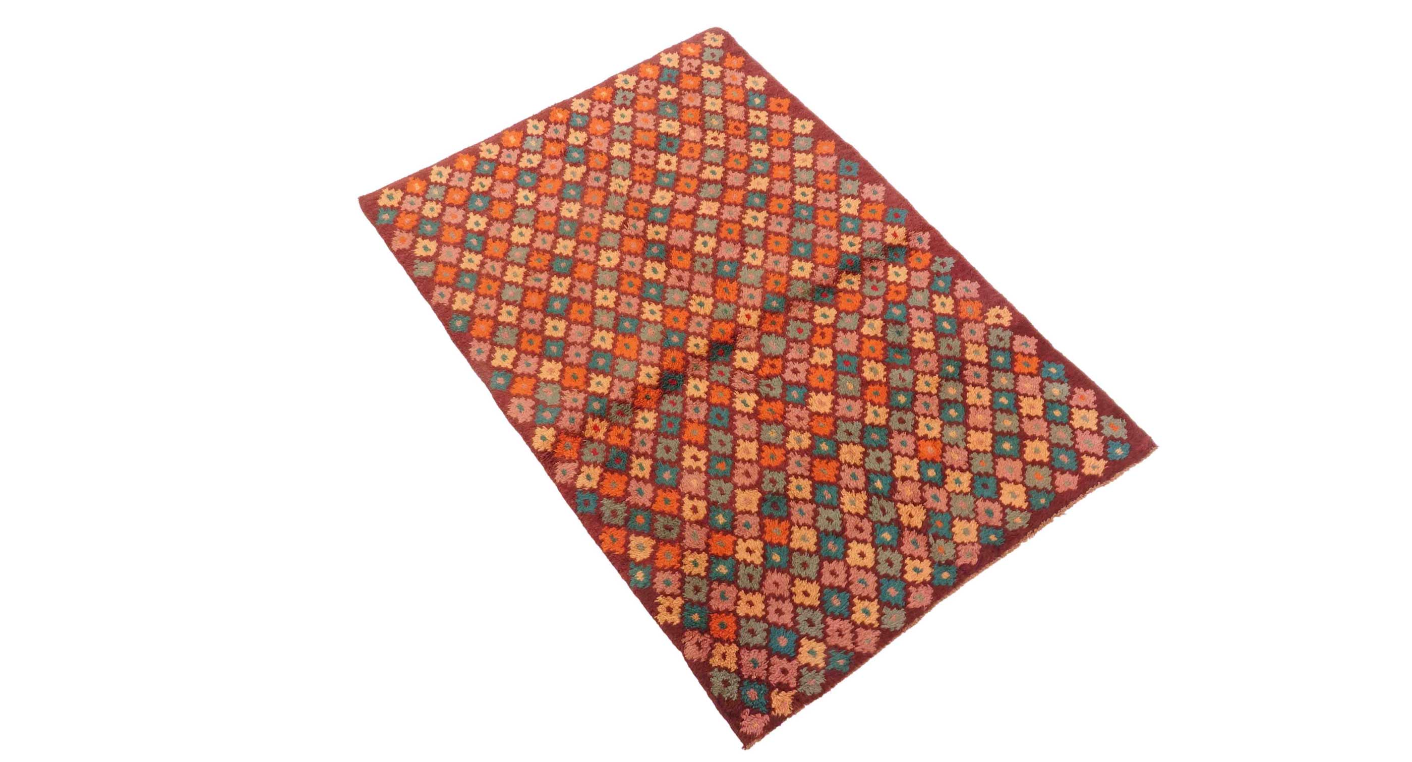 Gabbeh Teppich 110x160 Handgeknüpft Braun Durchgemustert Orientalisch UNIKAT Kurzflor
