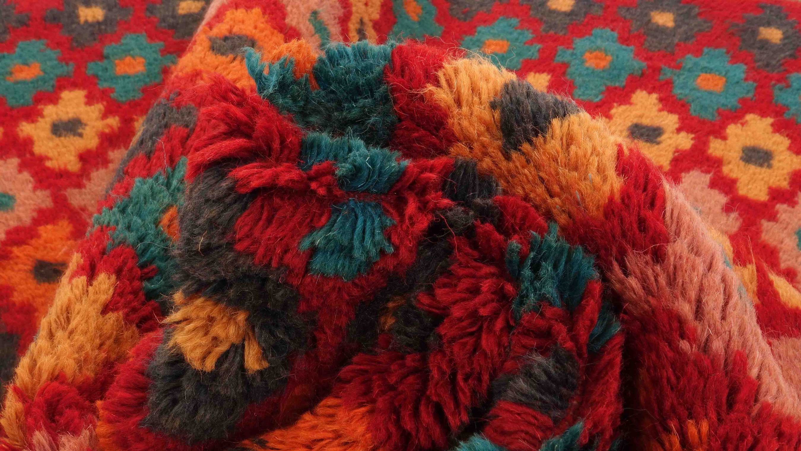 Gabbeh Teppich 110x170 Handgeknüpft Rot Streifen Orientalisch UNIKAT Kurzflor