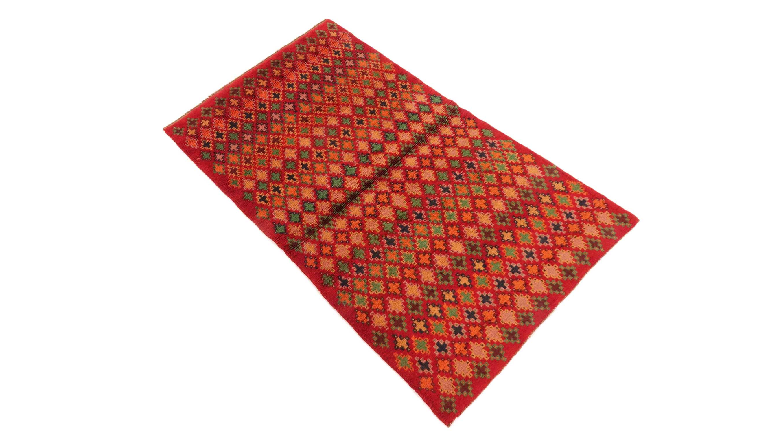 Gabbeh Teppich 100x180 Handgeknüpft Rot Streifen Orientalisch UNIKAT Kurzflor