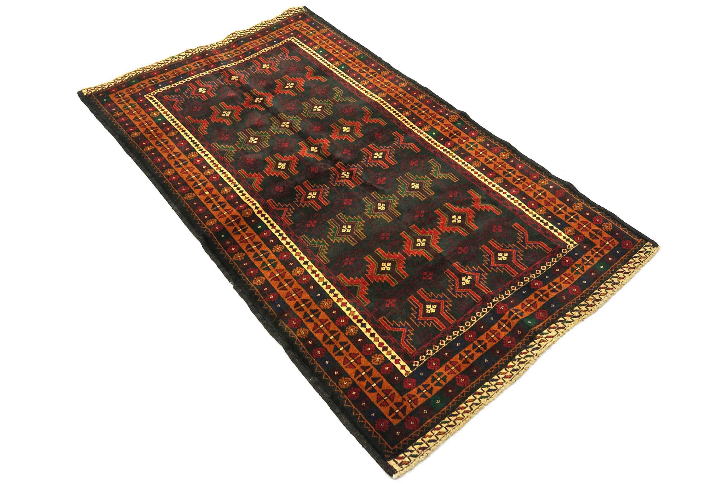 Afghan Belutsch Baluch 120x180 Handgeknüpft Orientteppich Dunkelgrün