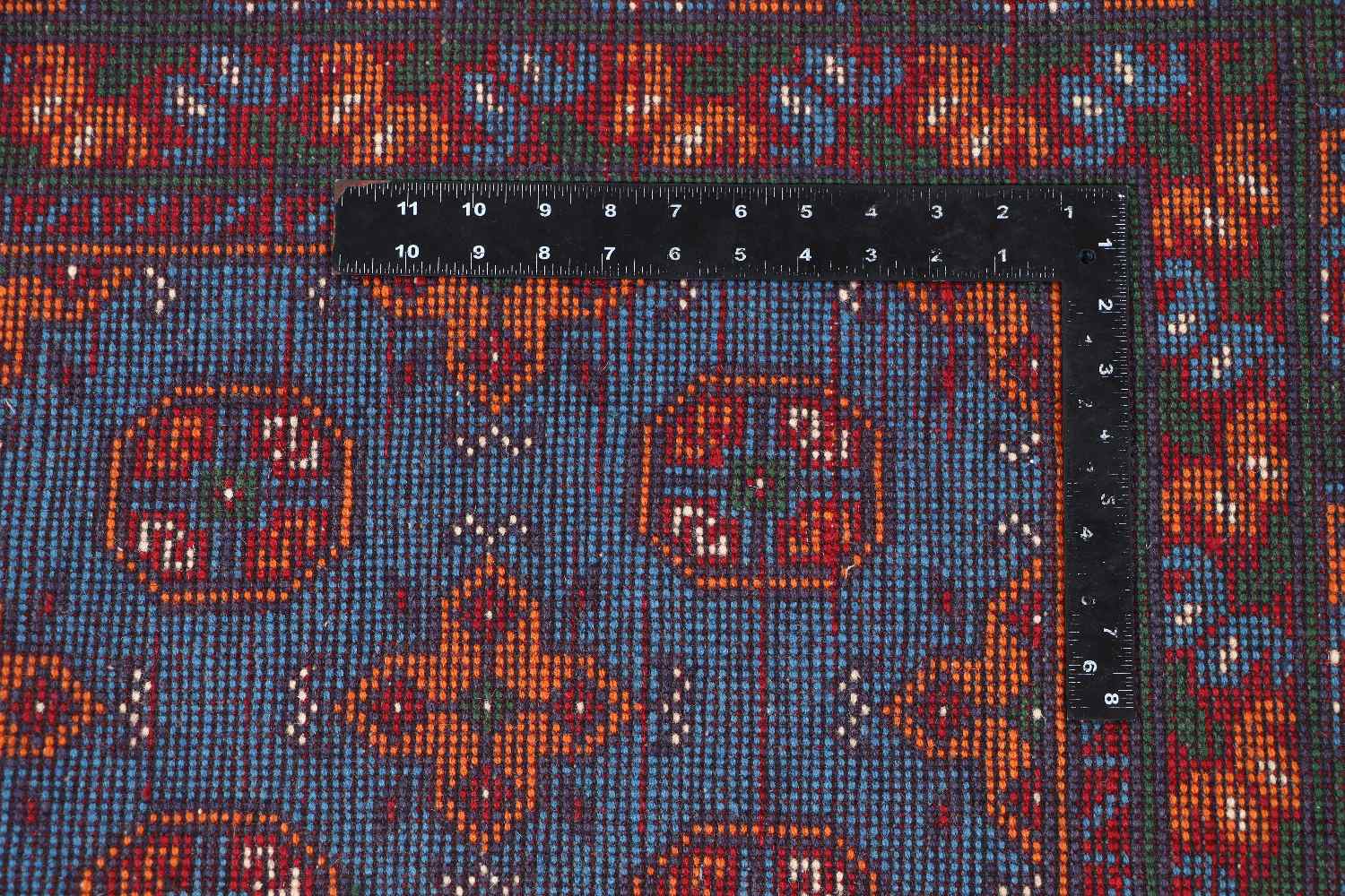 Afghan Akcha Rang Dar Teppich 140x200 Handgeknüpft Blau Durchgemustert Orient Kurzflor