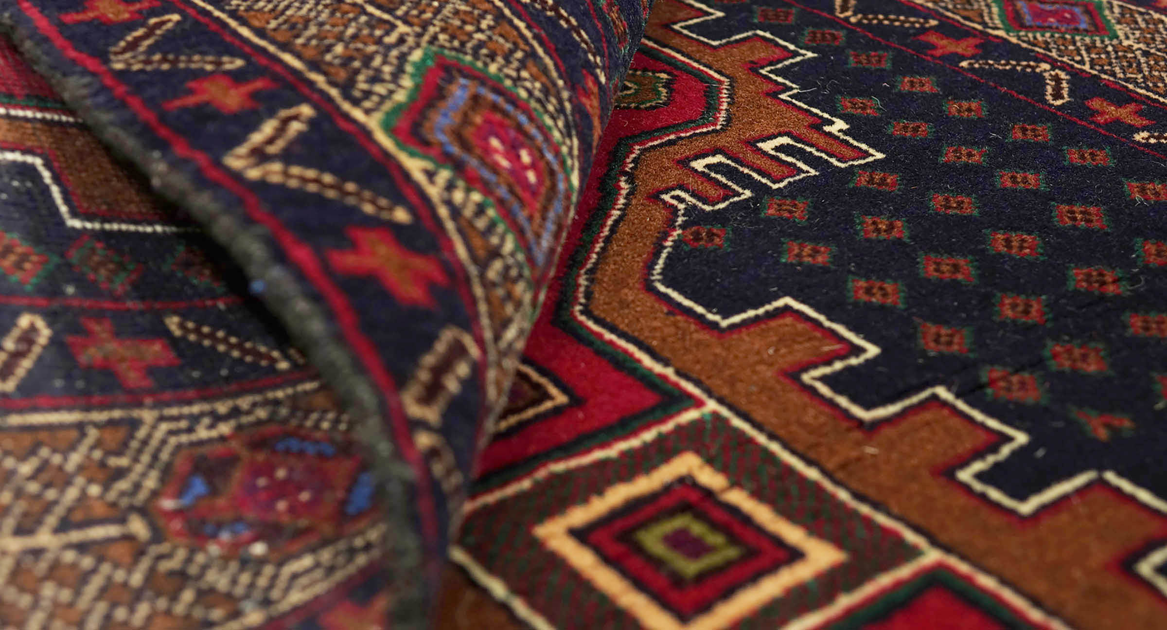 Afghan Teppich 80x150 Handgeknüpft Rot Geometrisch Orient Kurzflor Wohnzimmer