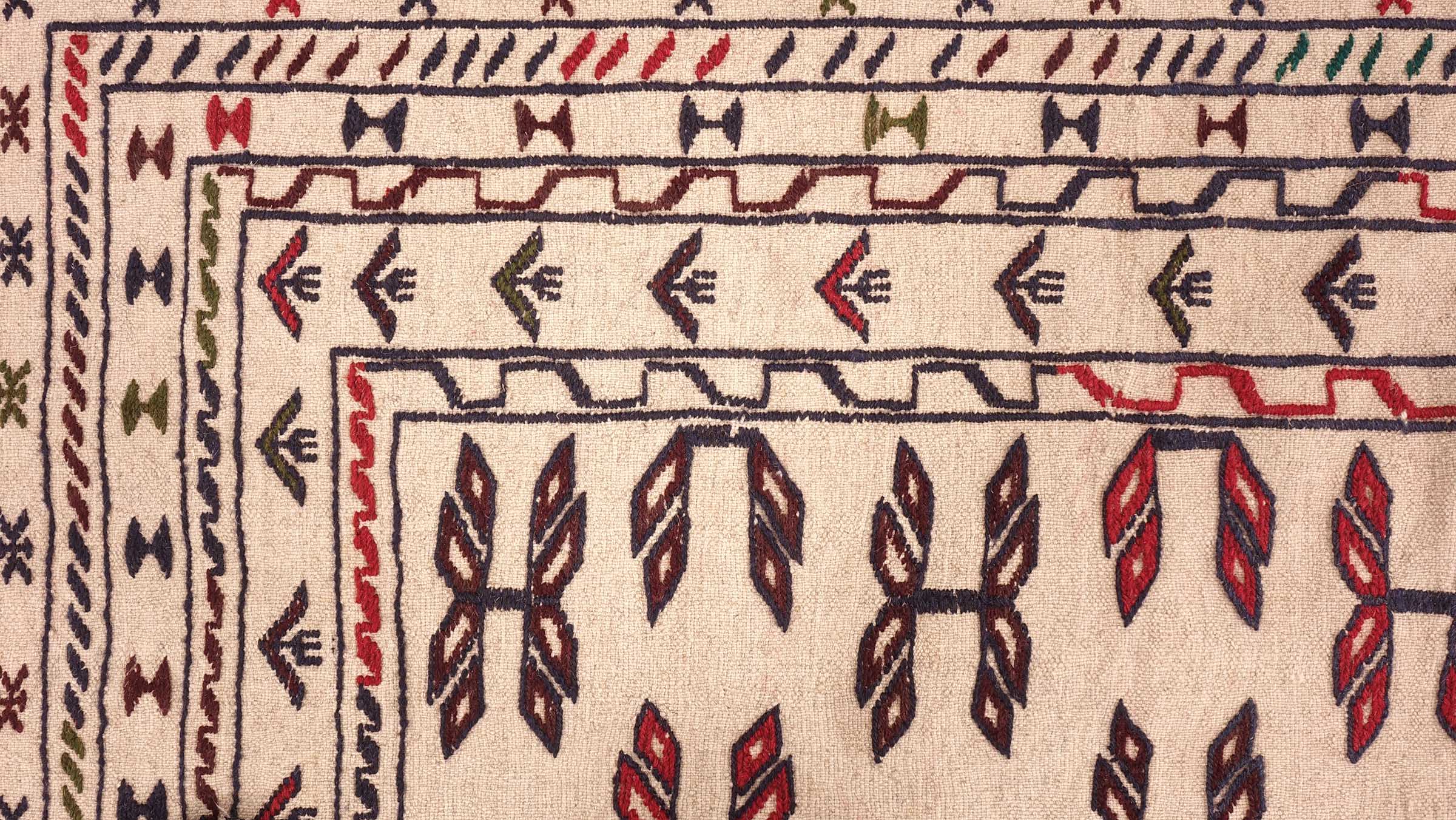 Afghan Kelim Gol Barjasta Teppich 140x200 Handgewebt Beige Geometrisch Handarbeit