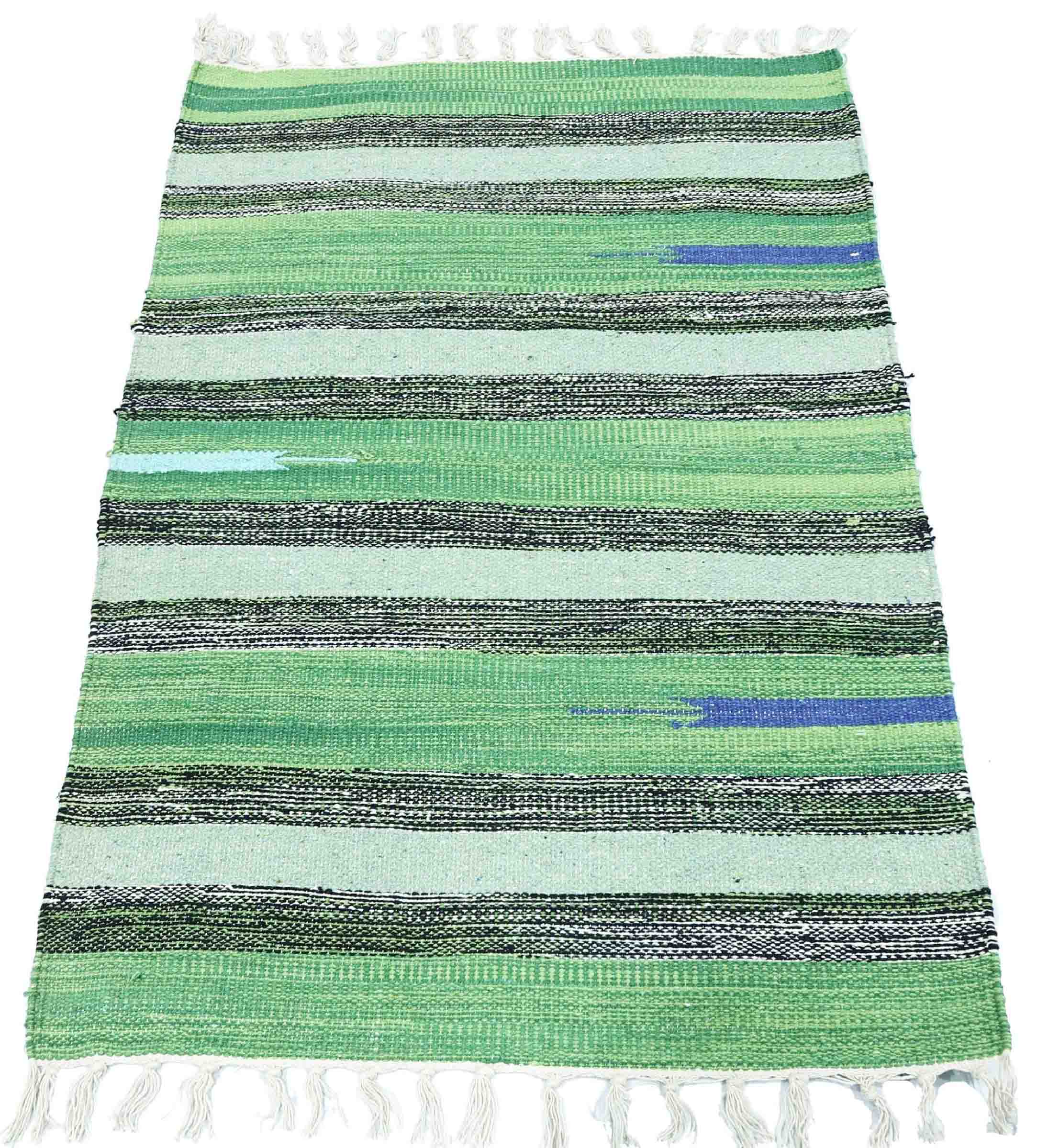 Knallbunter Kelim Teppich 60x90 Handgewebt Mehrfarbig Gestreift Handarbeit Gewebt