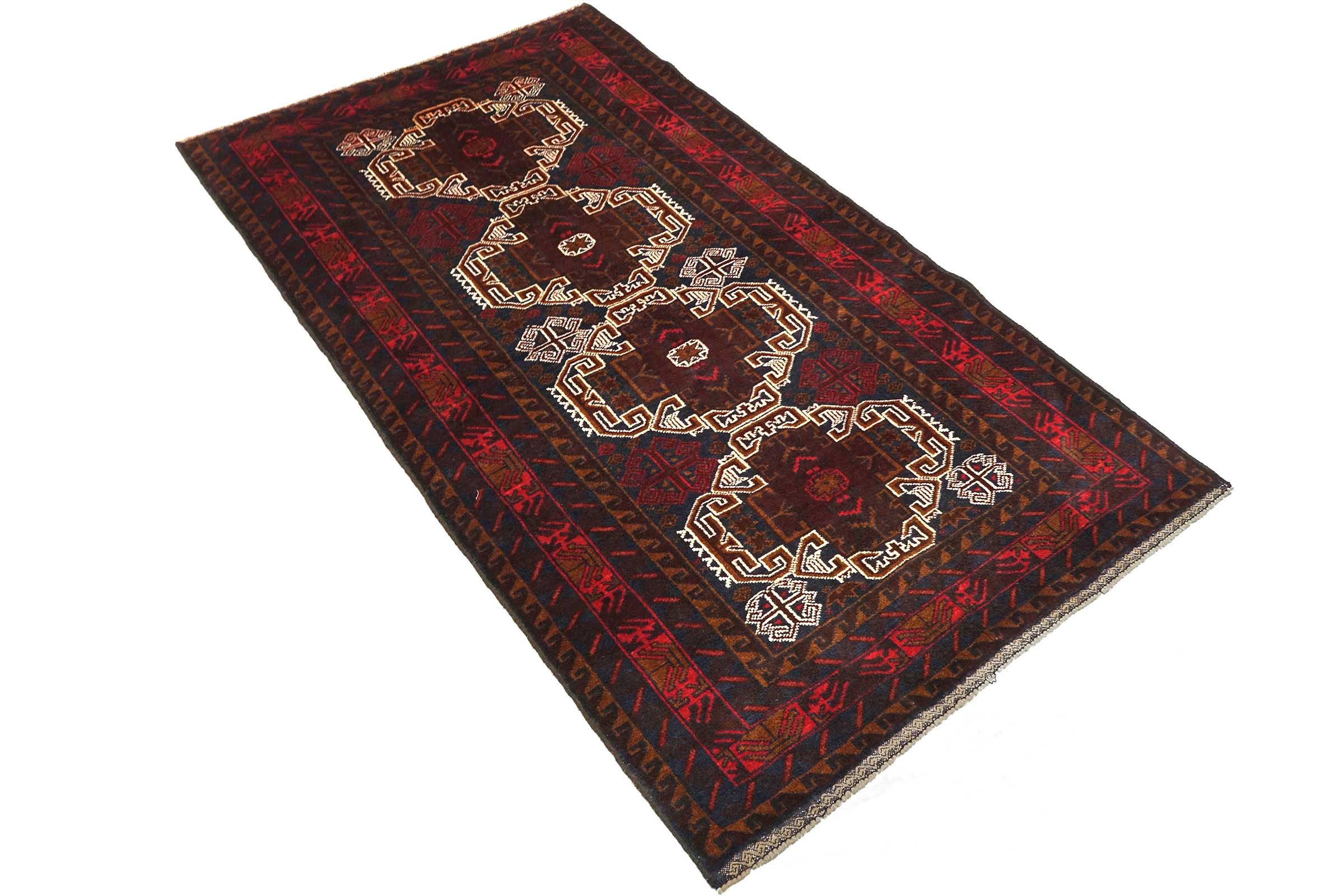 Afghan Belutsch Baluch 110x190 Handgeknüpft Orientteppich Dunkelblau