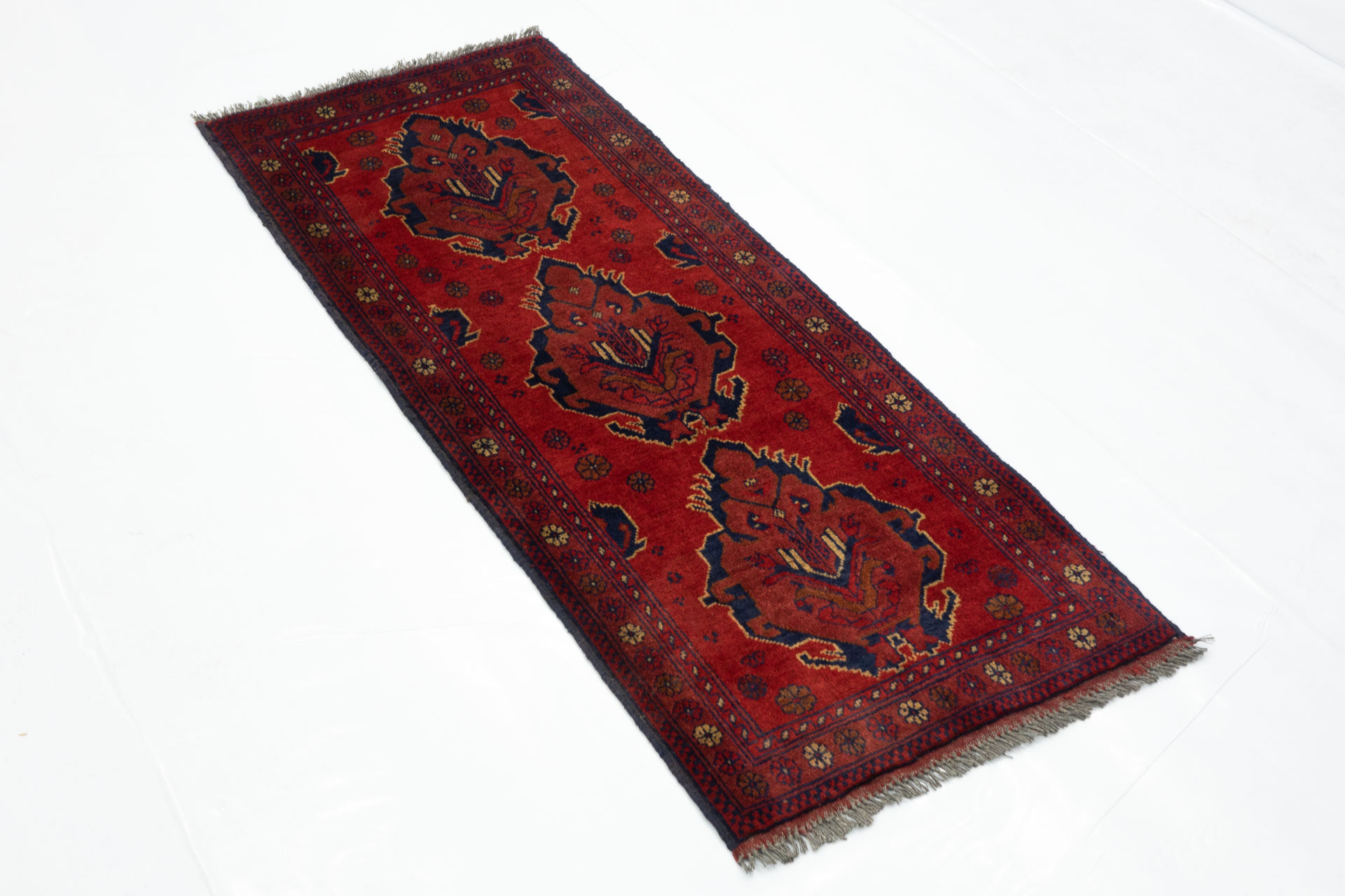 Afghan Khal Mohammadi 50x150 Handgeknüpft Teppich Läufer Braun Geometrisch