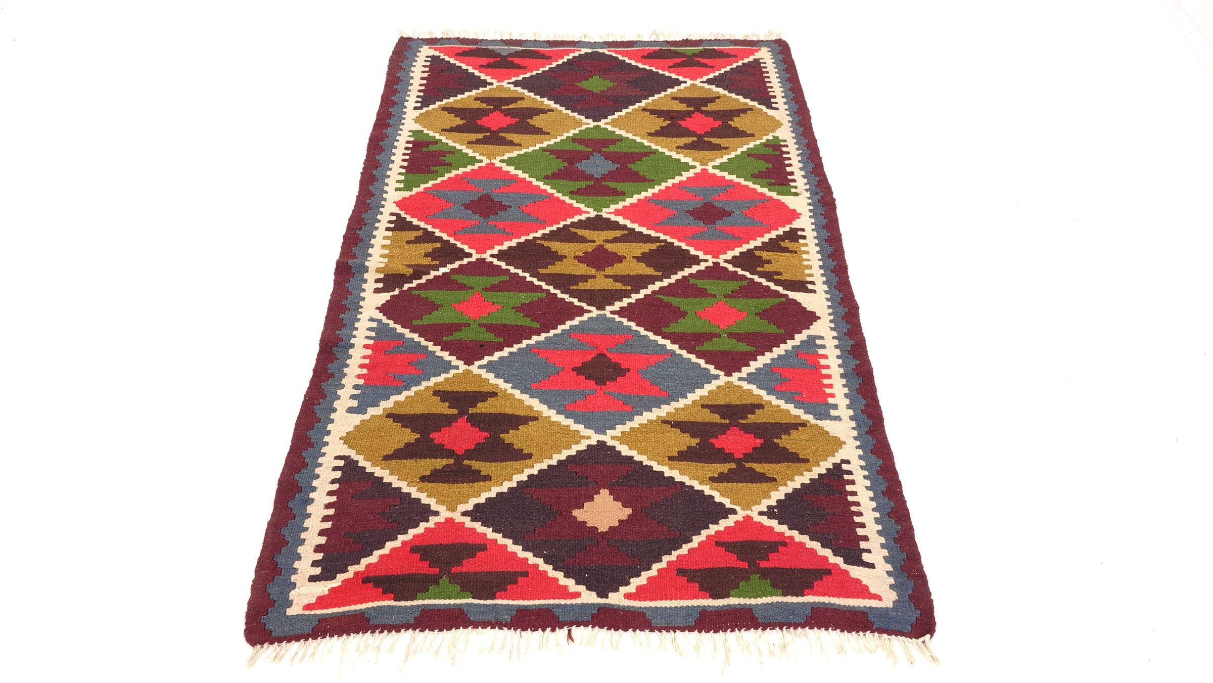 Perserteppich Kelim Ardebil 100x150 Handgewebt Braun Geometrisch Handarbeit Zimmer