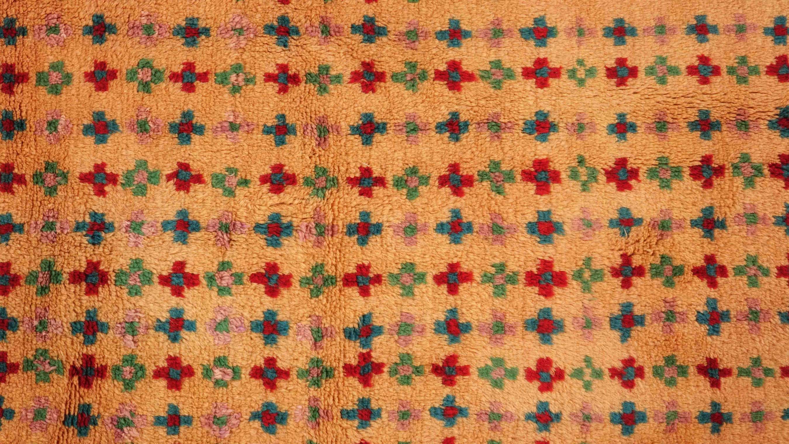 Gabbeh Teppich 120x180 Handgeknüpft Goldgelb Streifen Orientalisch UNIKAT Kurzflor