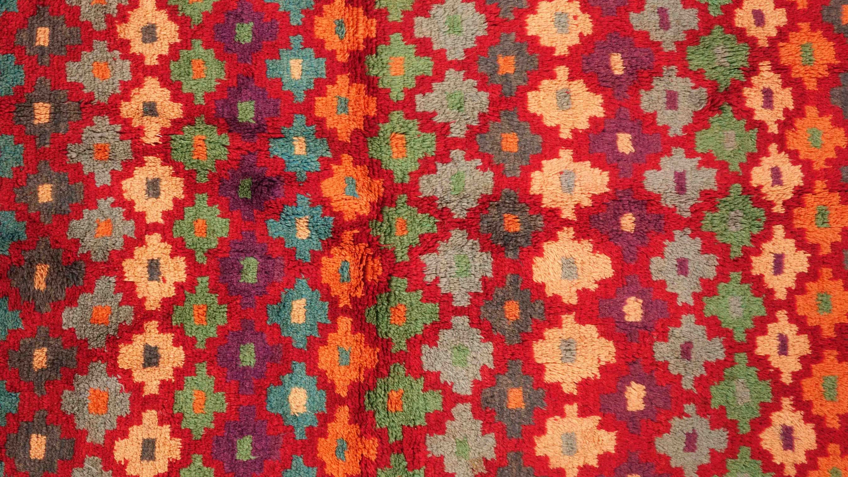 Gabbeh Teppich 110x170 Handgeknüpft Rot Streifen Orientalisch UNIKAT Kurzflor