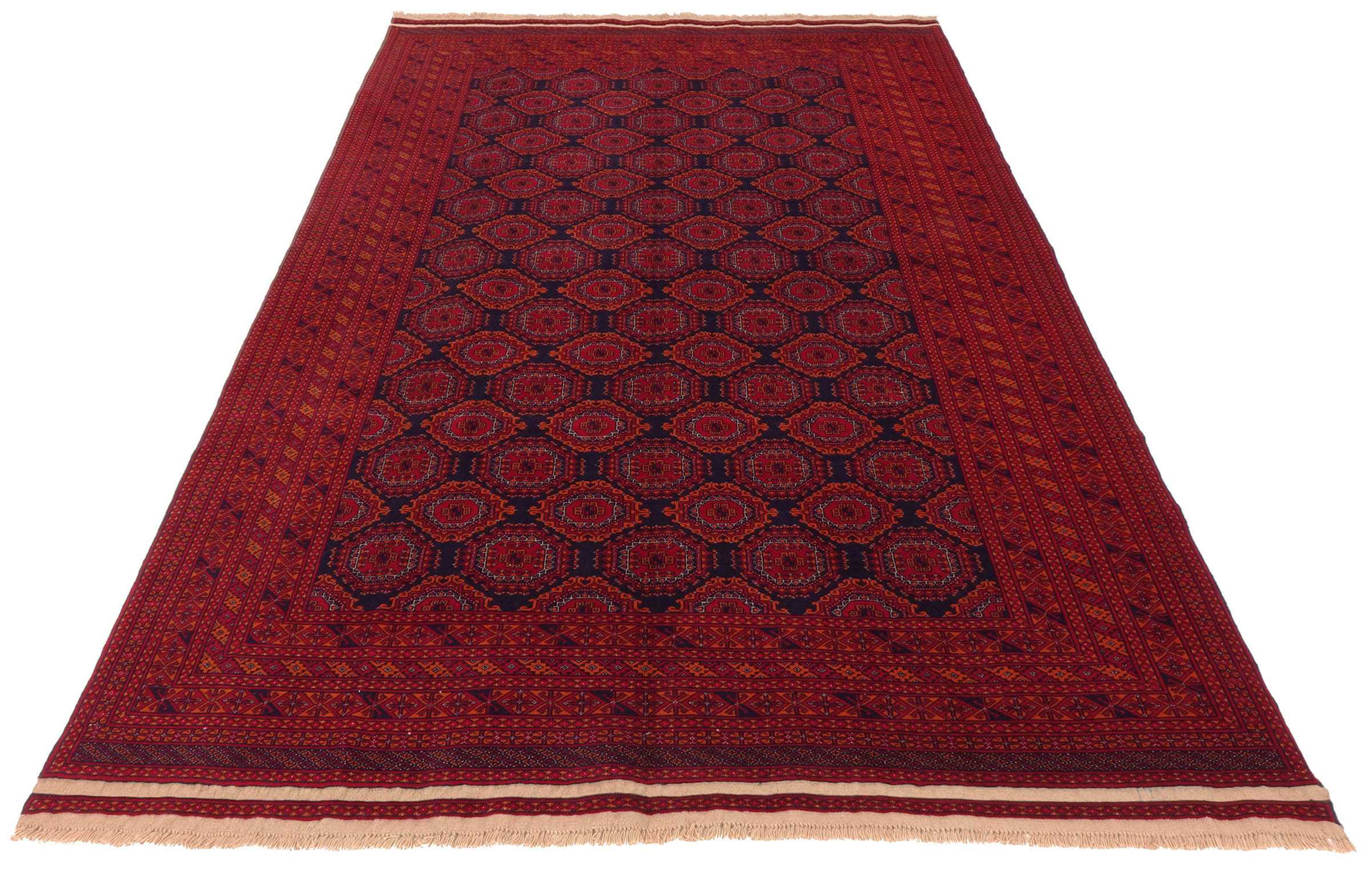 Afghanischer Teppich Sarough 200x300 Handgeknüpft Rot Geometrisch Orientalisch UNIKAT
