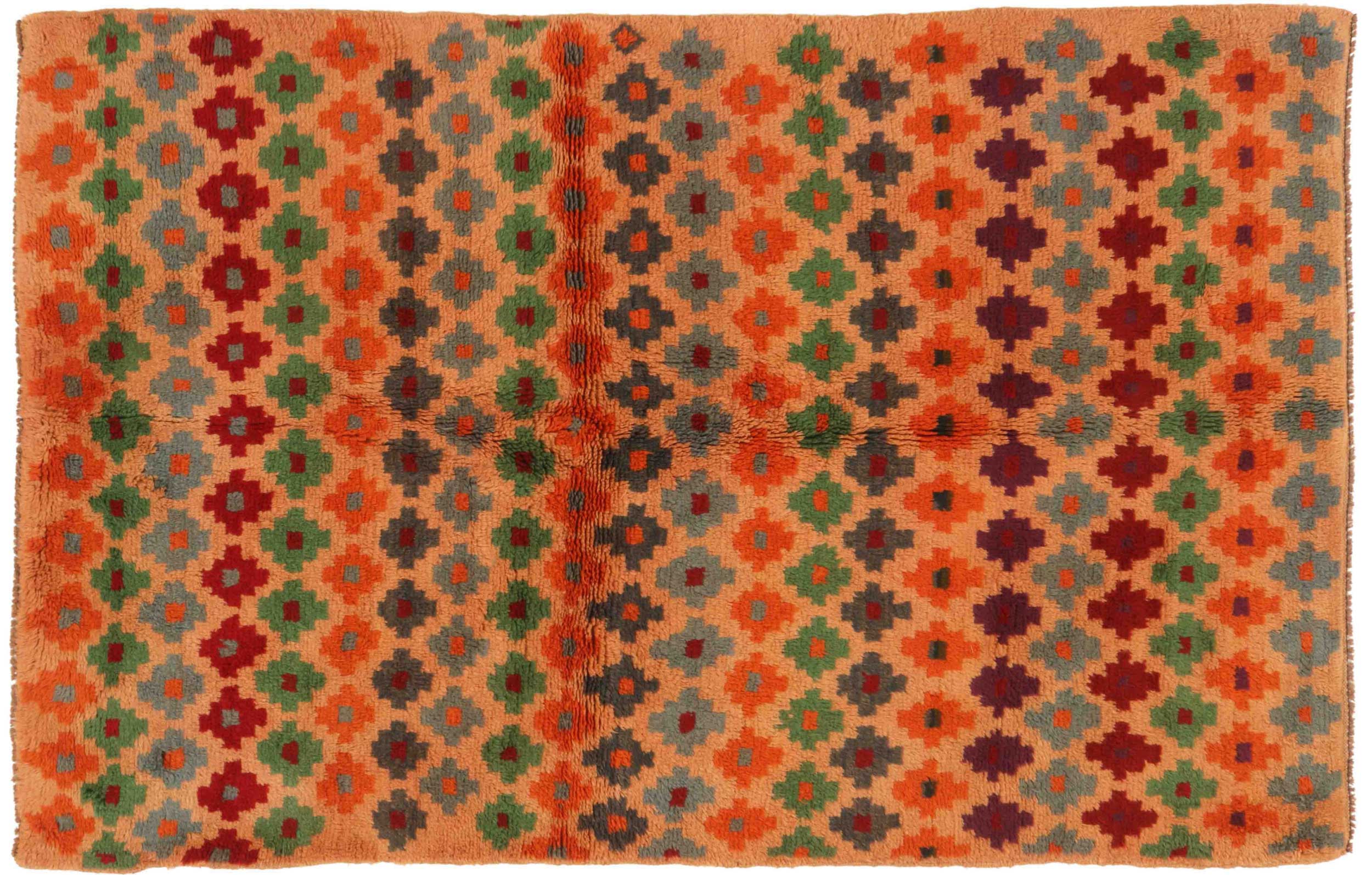 Gabbeh Teppich 120x180 Handgeknüpft Goldgelb Durchgemustert Orientalisch UNIKAT