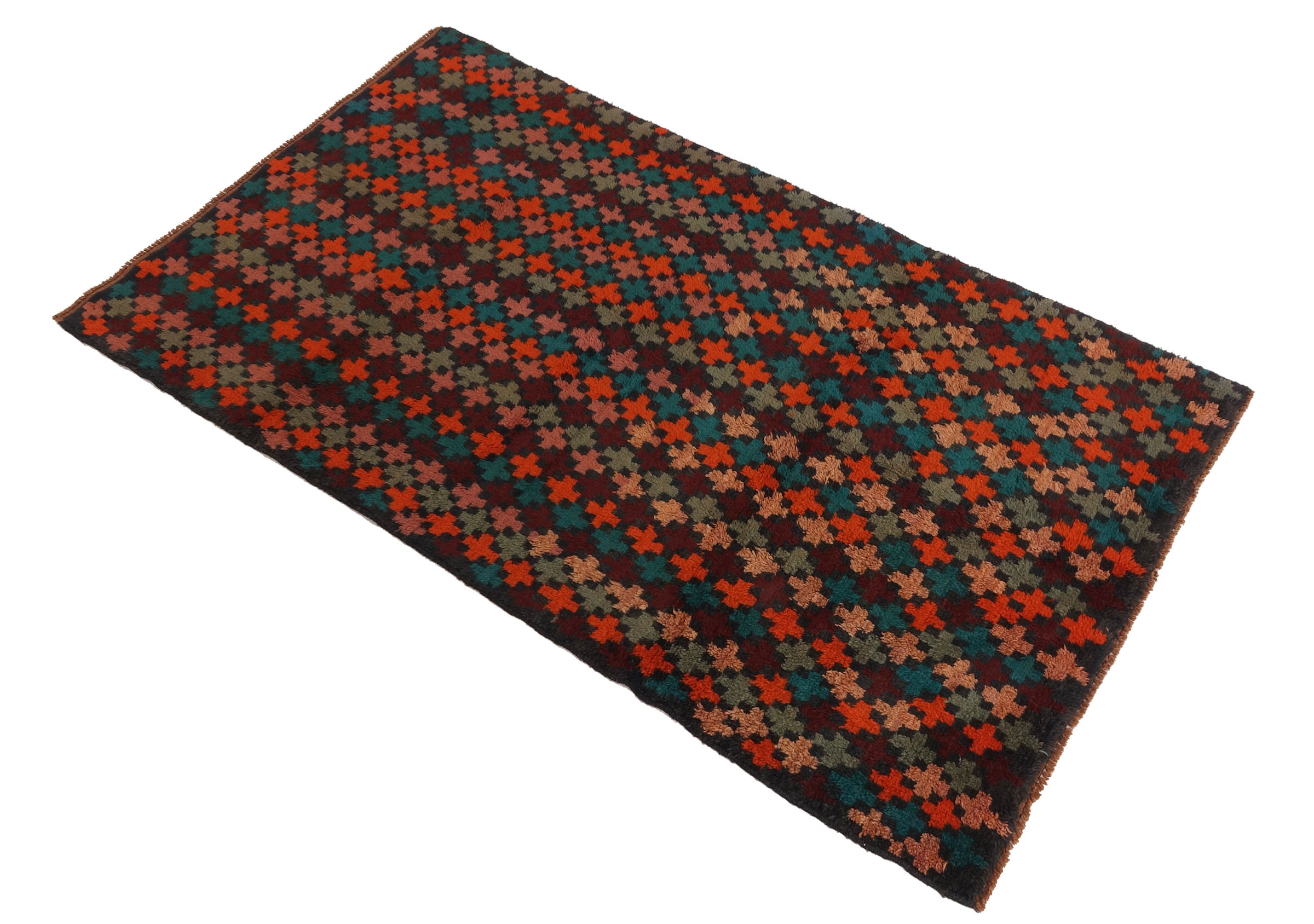 Gabbeh Teppich 110x190 Handgeknüpft Blau Streifen Orientalisch UNIKAT Kurzflor