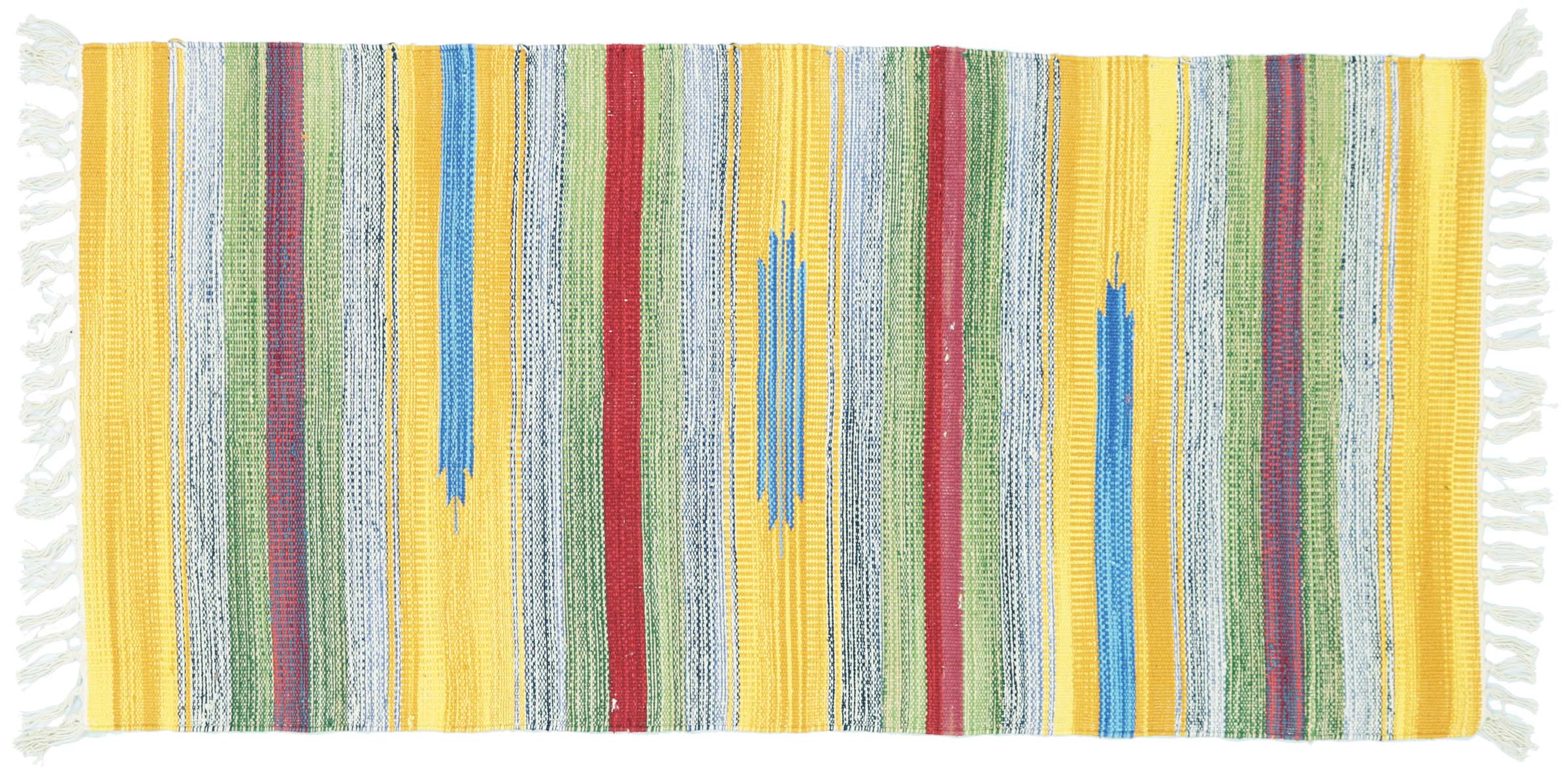 Knallbunter Kelim Teppich 60x120 Handgewebt Mehrfarbig Gestreift Handarbeit Gewebt